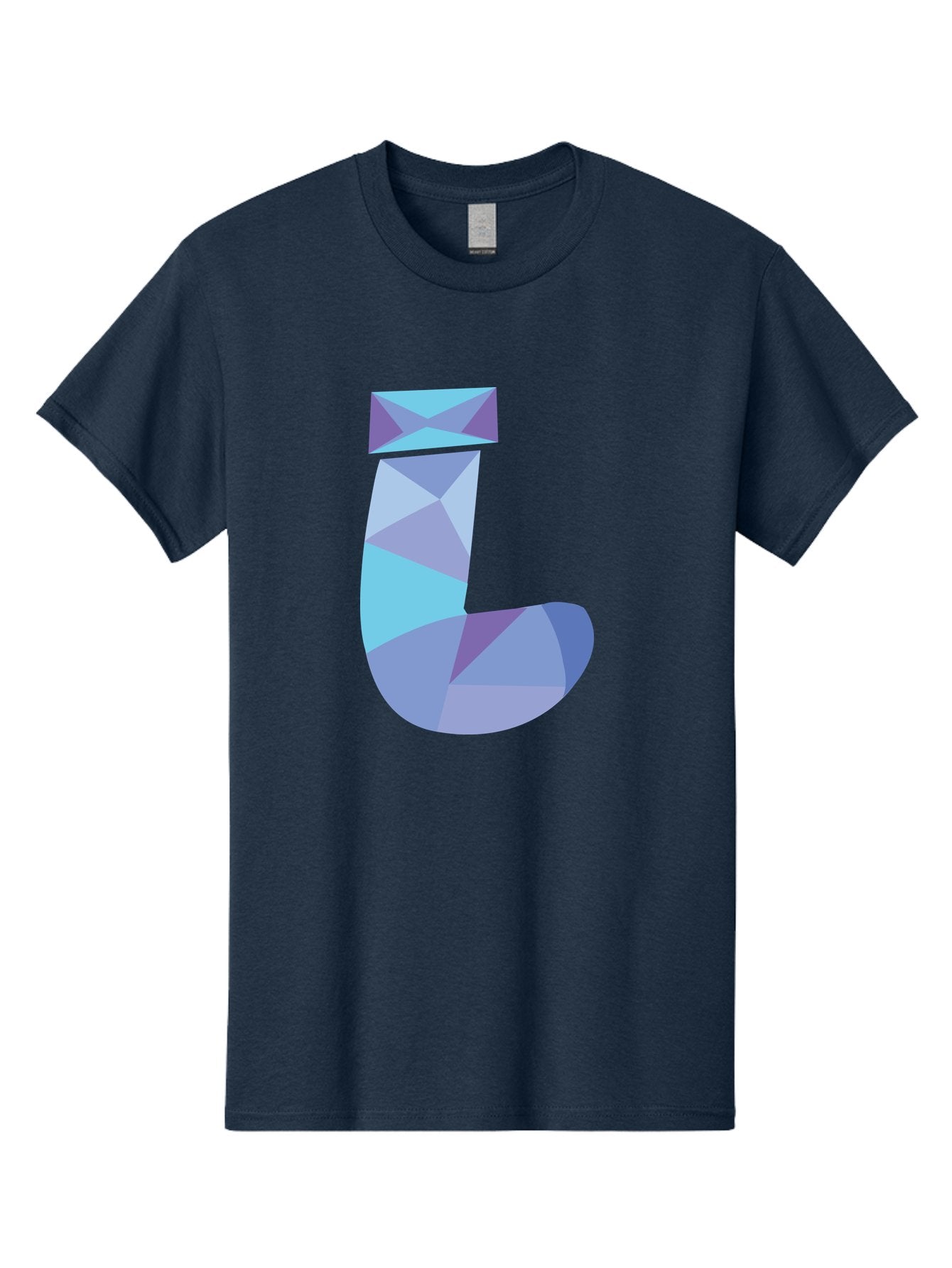 J-2 Men'S Graphic Tee, 100% Cotton, Comfortable Casual Summer Wear, Machine Washable, Geometric Letter J, Abstract Art, Low Poly Design, Blue And Purple Hues, Modern Typography, Stylized Alphabet, Digital Graphic Aac905