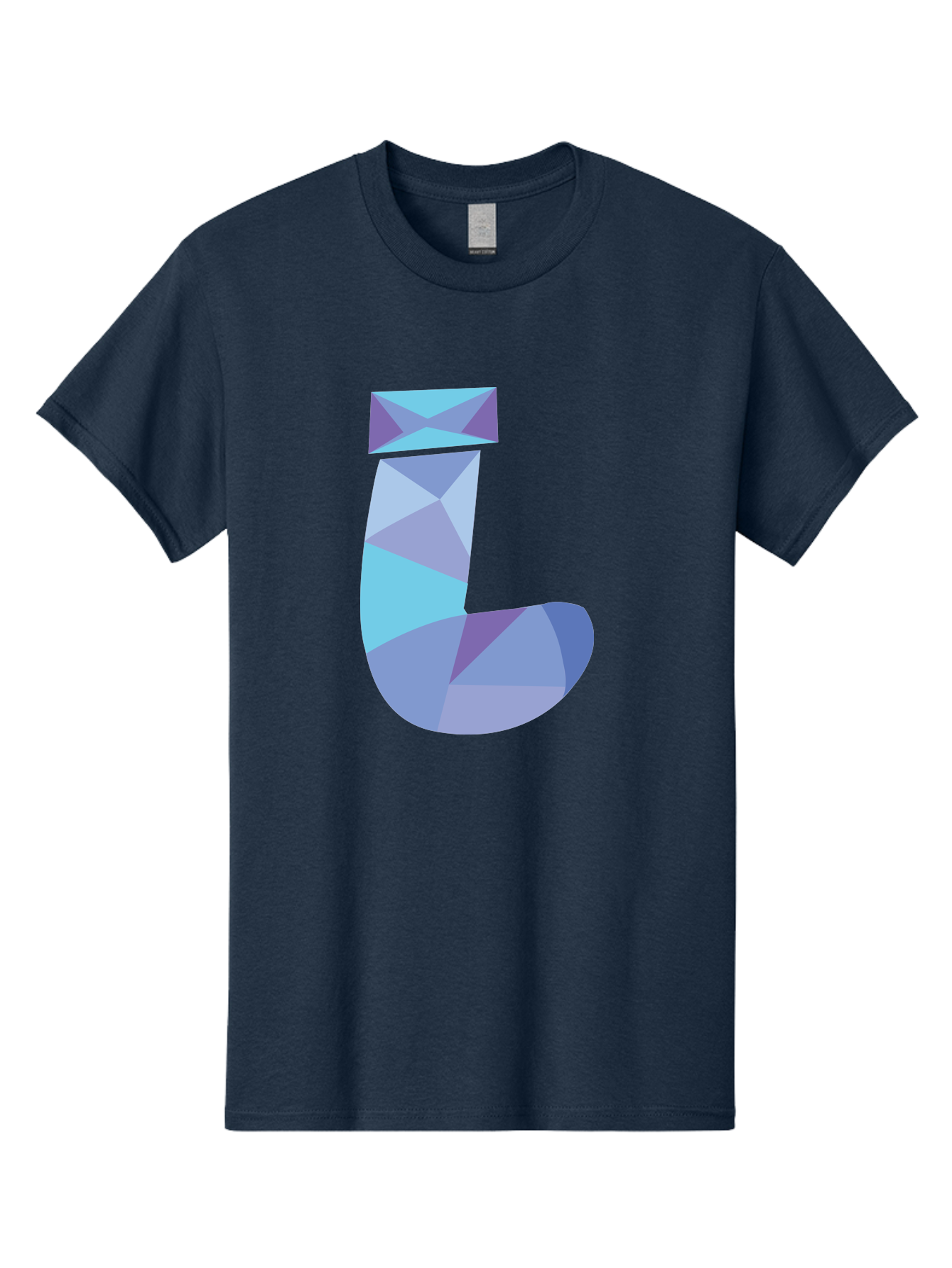 J-2 Men'S Graphic Tee, 100% Cotton, Comfortable Casual Summer Wear, Machine Washable, Geometric Letter J, Abstract Art, Low Poly Design, Blue And Purple Hues, Modern Typography, Stylized Alphabet, Digital Graphic Aac905 19