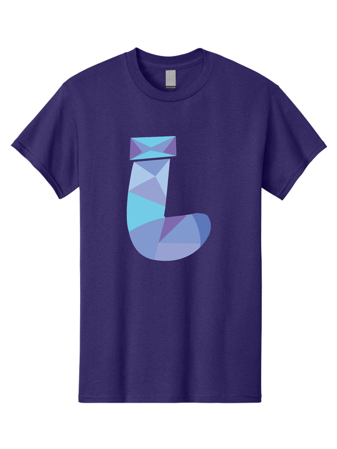 J-2 Men'S Graphic Tee, 100% Cotton, Comfortable Casual Summer Wear, Machine Washable, Geometric Letter J, Abstract Art, Low Poly Design, Blue And Purple Hues, Modern Typography, Stylized Alphabet, Digital Graphic Aac905 9
