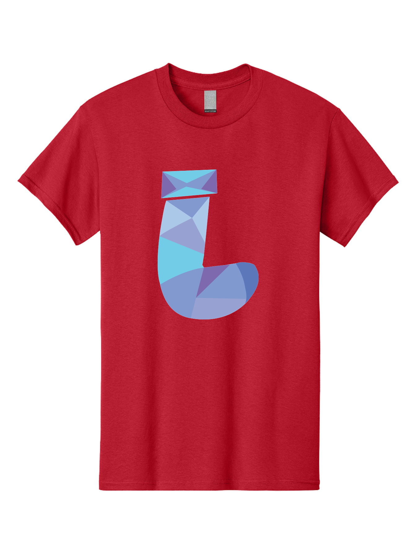 J-2 Men'S Graphic Tee, 100% Cotton, Comfortable Casual Summer Wear, Machine Washable, Geometric Letter J, Abstract Art, Low Poly Design, Blue And Purple Hues, Modern Typography, Stylized Alphabet, Digital Graphic Aac905 11