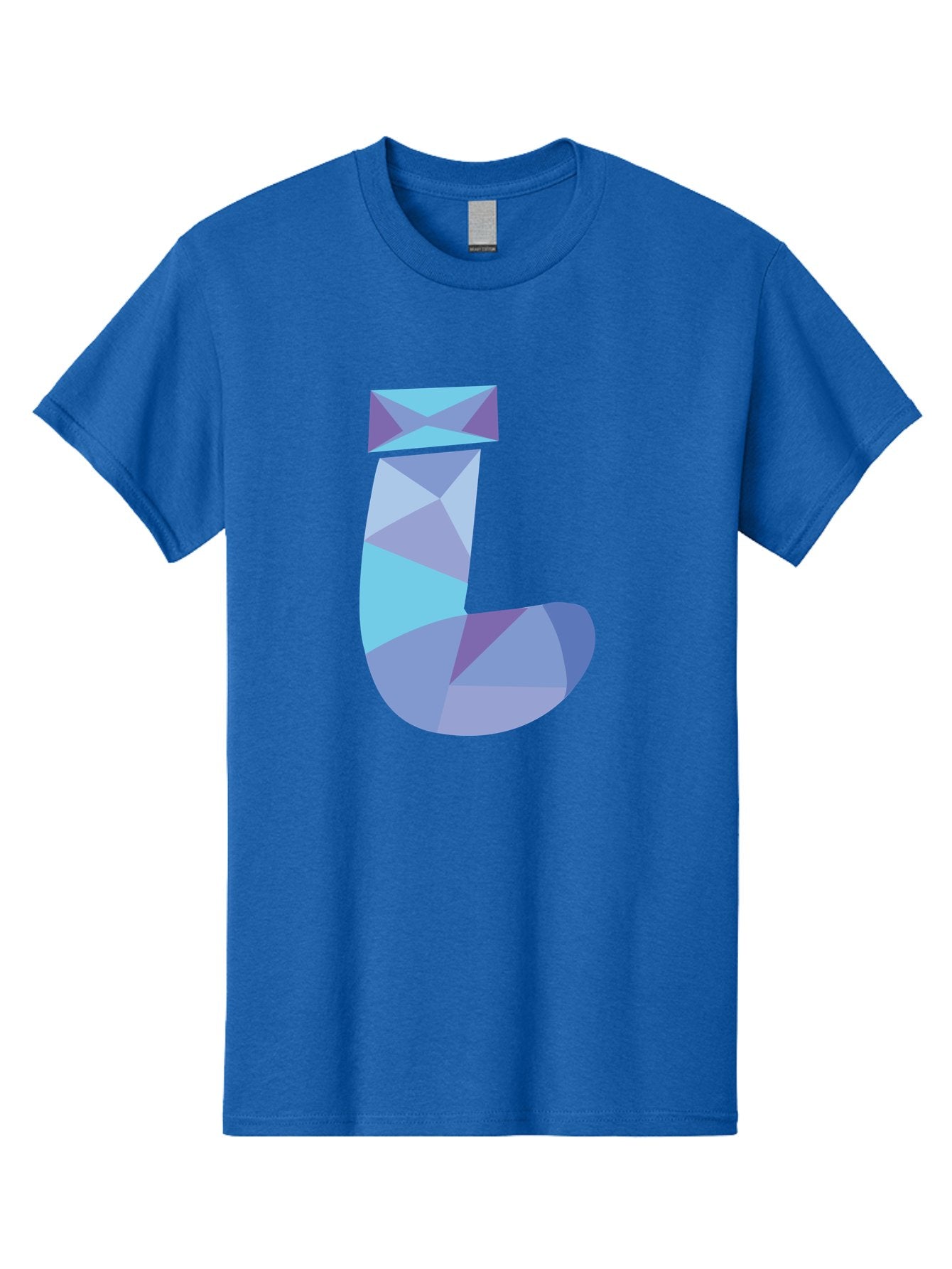 J-2 Men'S Graphic Tee, 100% Cotton, Comfortable Casual Summer Wear, Machine Washable, Geometric Letter J, Abstract Art, Low Poly Design, Blue And Purple Hues, Modern Typography, Stylized Alphabet, Digital Graphic Aac905