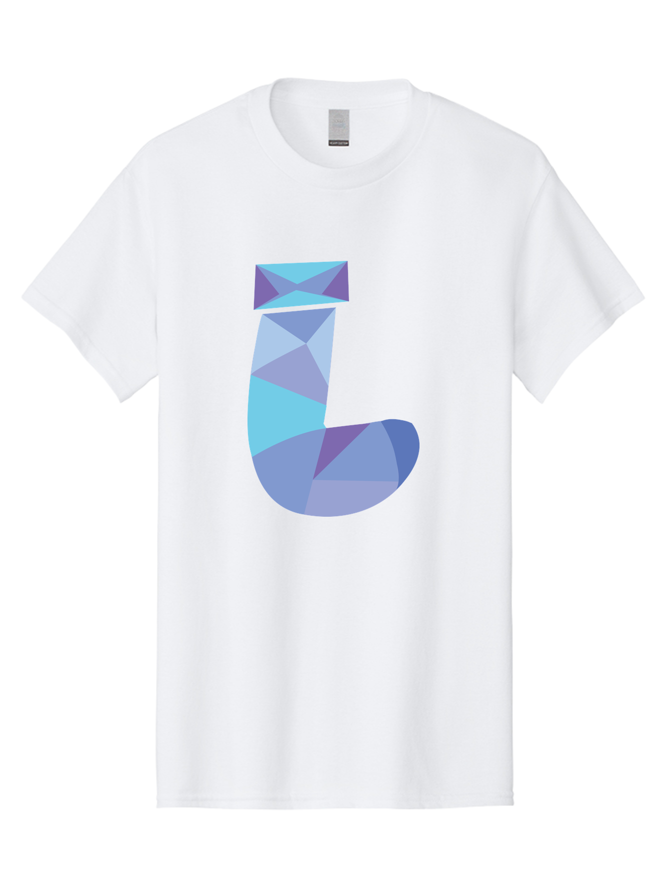 J-2 Men'S Graphic Tee, 100% Cotton, Comfortable Casual Summer Wear, Machine Washable, Geometric Letter J, Abstract Art, Low Poly Design, Blue And Purple Hues, Modern Typography, Stylized Alphabet, Digital Graphic Aac905 3