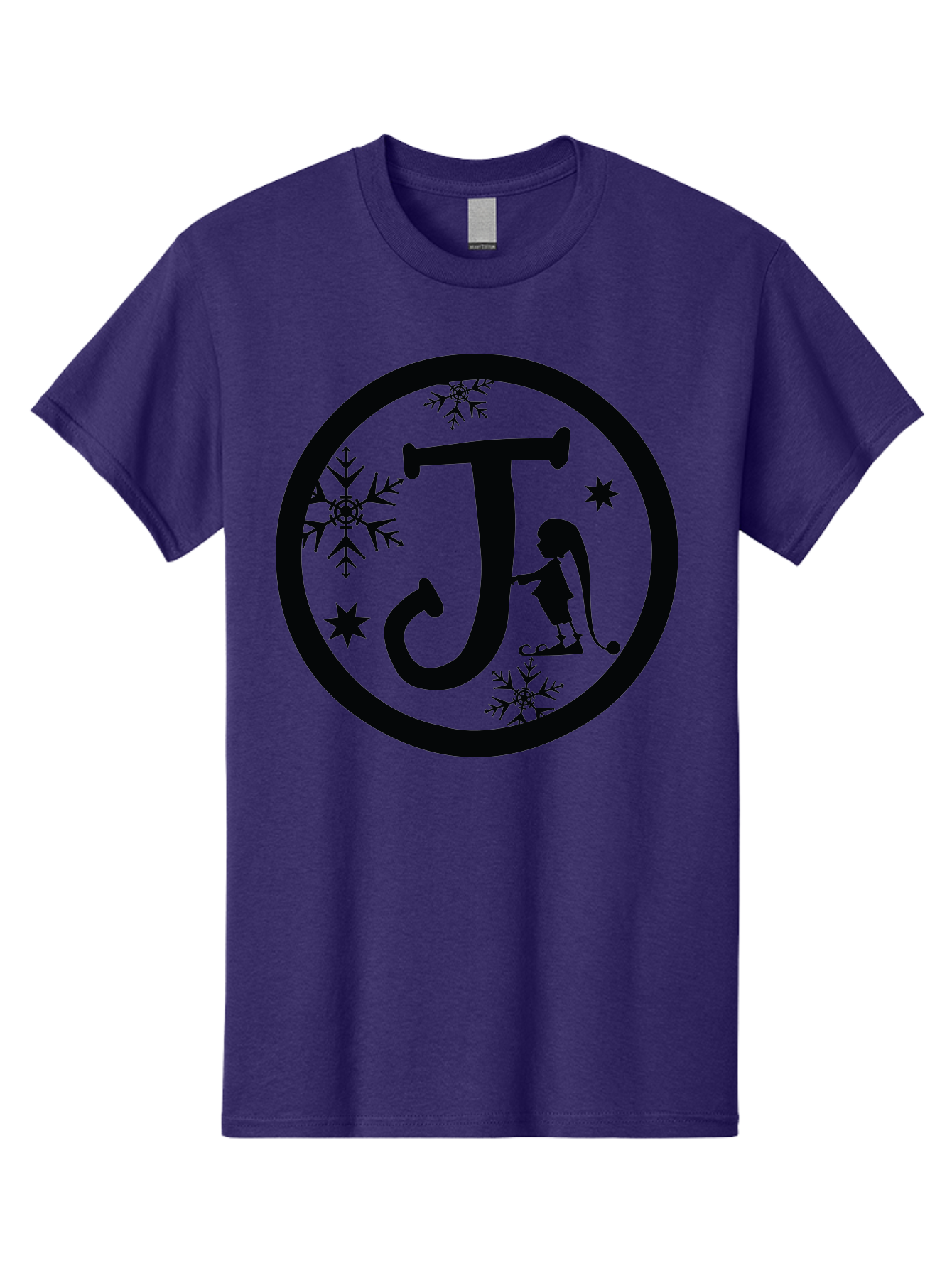 J Men'S Graphic Tee, 100% Cotton, Comfortable Casual Summer Wear, Machine Washable, Girl Playing Hockey, Winter Sports, Ice Hockey, Silhouette Design, Snowflakes, Stars, Letter J, Frosty Atmosphere, Womens Hockey, Youth Hockey Aac906 19