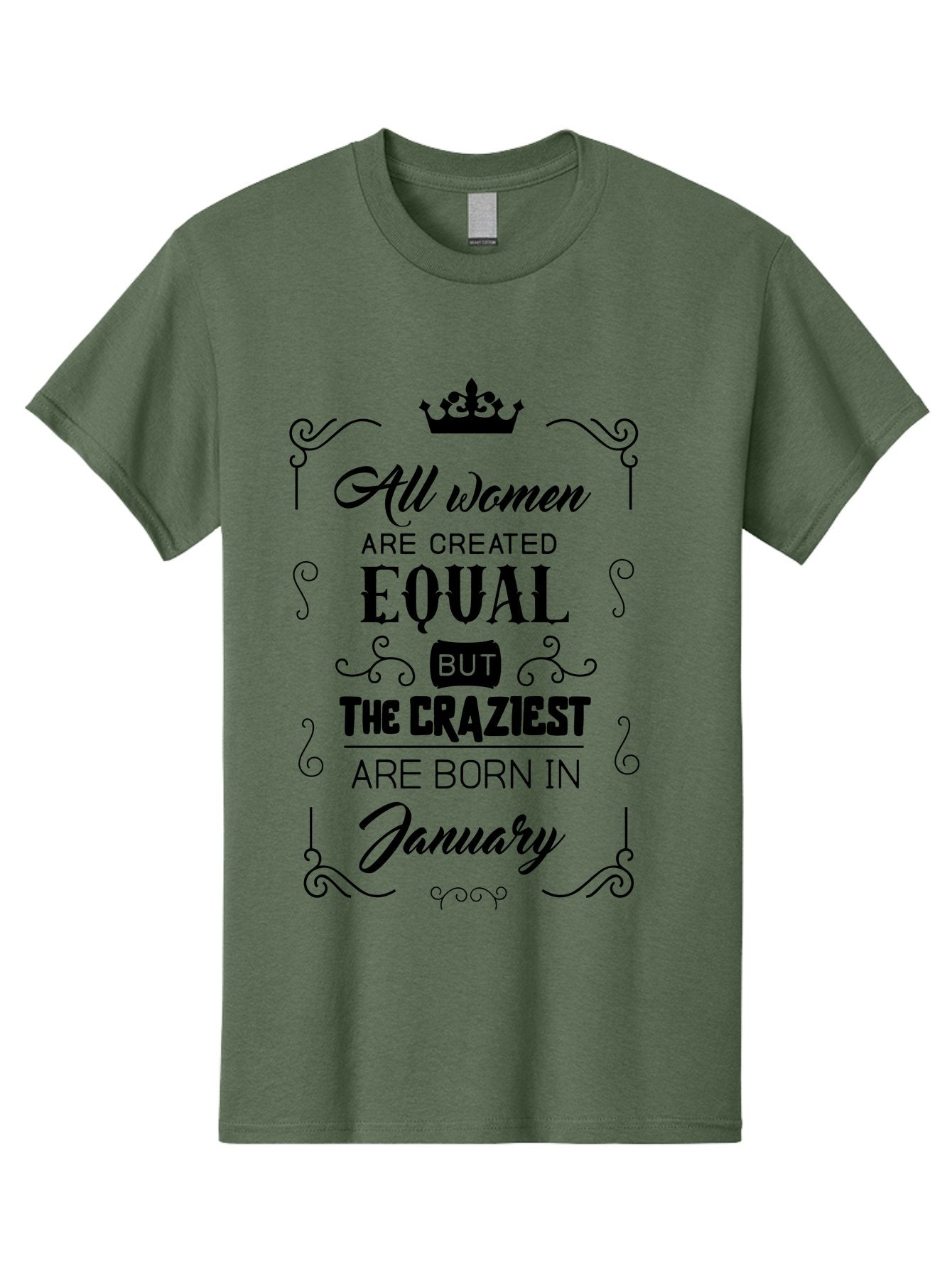 January-Women-Quote Men'S Graphic Tee, 100% Cotton, Comfortable Casual Summer Wear, Machine Washable, Women Empowerment, January Born, Quirky Humor, Inspirational Quote, Crown Symbol, Elegant Typography, Feminine Strength Aac907 6