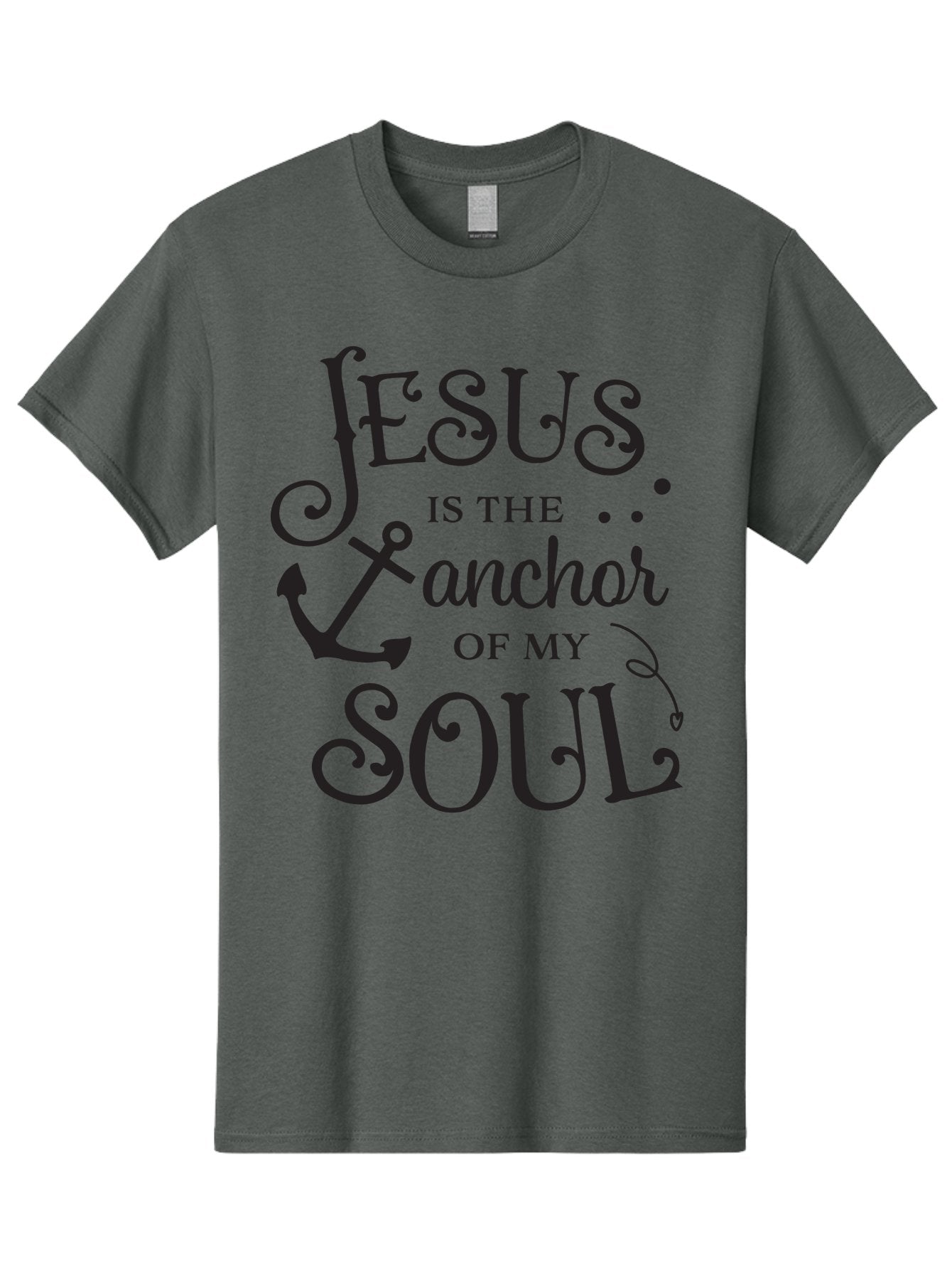 Jesus-Is-The-Anchor-Of-My-Soul Men'S Graphic Tee, 100% Cotton, Comfortable Casual Summer Wear, Machine Washable, Faith-Based Quote, Inspirational Message, Jesus Anchor, Soul Anchor, Christian Symbolism, Biblical Reference, Motivational Phrase, Aac909