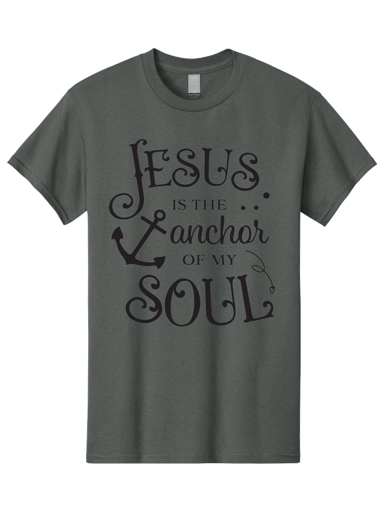 Jesus-Is-The-Anchor-Of-My-Soul Men'S Graphic Tee, 100% Cotton, Comfortable Casual Summer Wear, Machine Washable, Faith-Based Quote, Inspirational Message, Jesus Anchor, Soul Anchor, Christian Symbolism, Biblical Reference, Motivational Phrase, Aac909 19