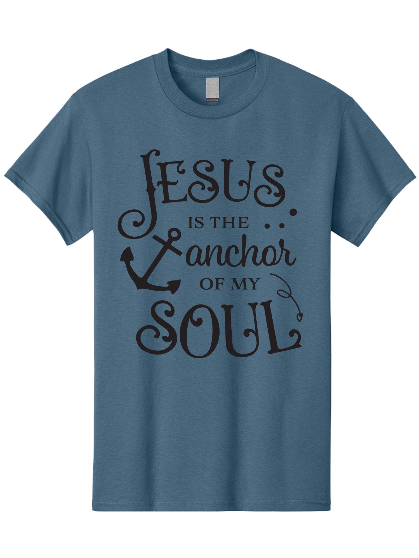 Jesus-Is-The-Anchor-Of-My-Soul Men'S Graphic Tee, 100% Cotton, Comfortable Casual Summer Wear, Machine Washable, Faith-Based Quote, Inspirational Message, Jesus Anchor, Soul Anchor, Christian Symbolism, Biblical Reference, Motivational Phrase, Aac909 11