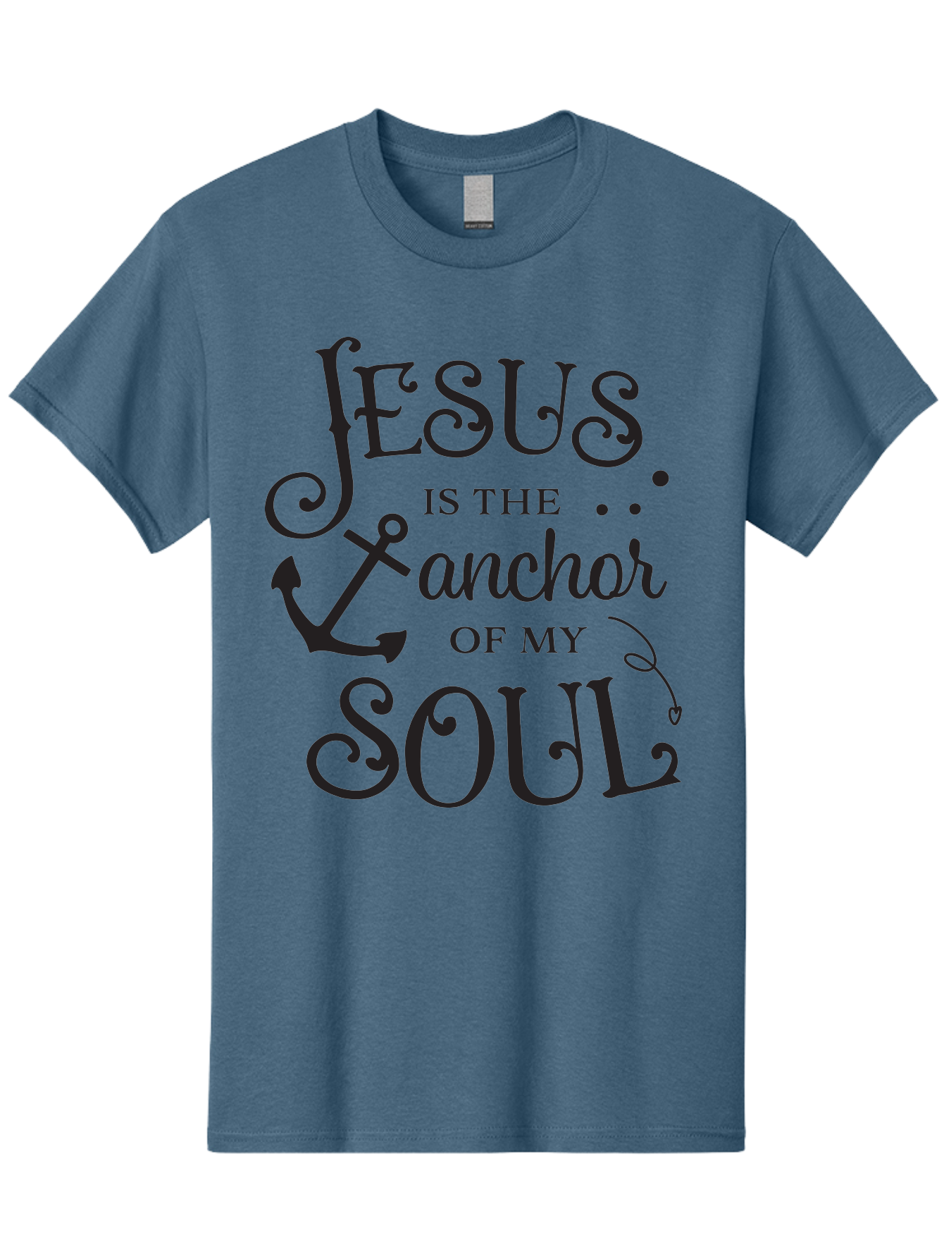 Jesus-Is-The-Anchor-Of-My-Soul Men'S Graphic Tee, 100% Cotton, Comfortable Casual Summer Wear, Machine Washable, Faith-Based Quote, Inspirational Message, Jesus Anchor, Soul Anchor, Christian Symbolism, Biblical Reference, Motivational Phrase, Aac909 7