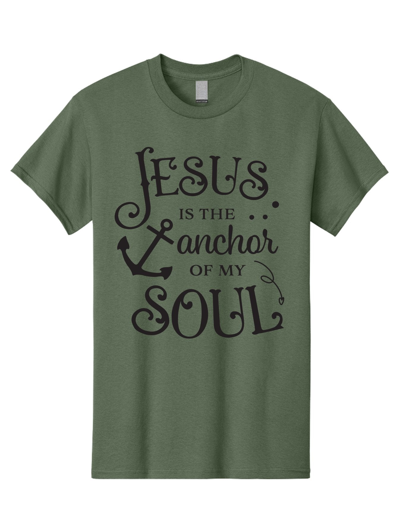 Jesus-Is-The-Anchor-Of-My-Soul Men'S Graphic Tee, 100% Cotton, Comfortable Casual Summer Wear, Machine Washable, Faith-Based Quote, Inspirational Message, Jesus Anchor, Soul Anchor, Christian Symbolism, Biblical Reference, Motivational Phrase, Aac909 9