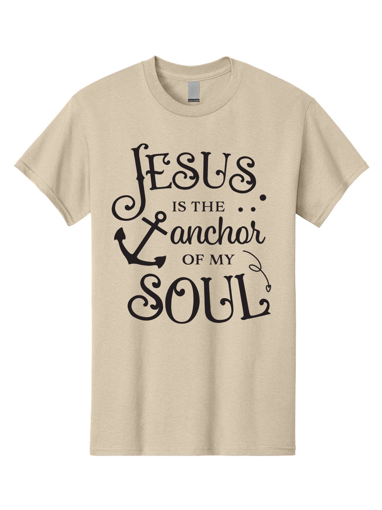 Jesus-Is-The-Anchor-Of-My-Soul Men'S Graphic Tee, 100% Cotton, Comfortable Casual Summer Wear, Machine Washable, Faith-Based Quote, Inspirational Message, Jesus Anchor, Soul Anchor, Christian Symbolism, Biblical Reference, Motivational Phrase, Aac909 14