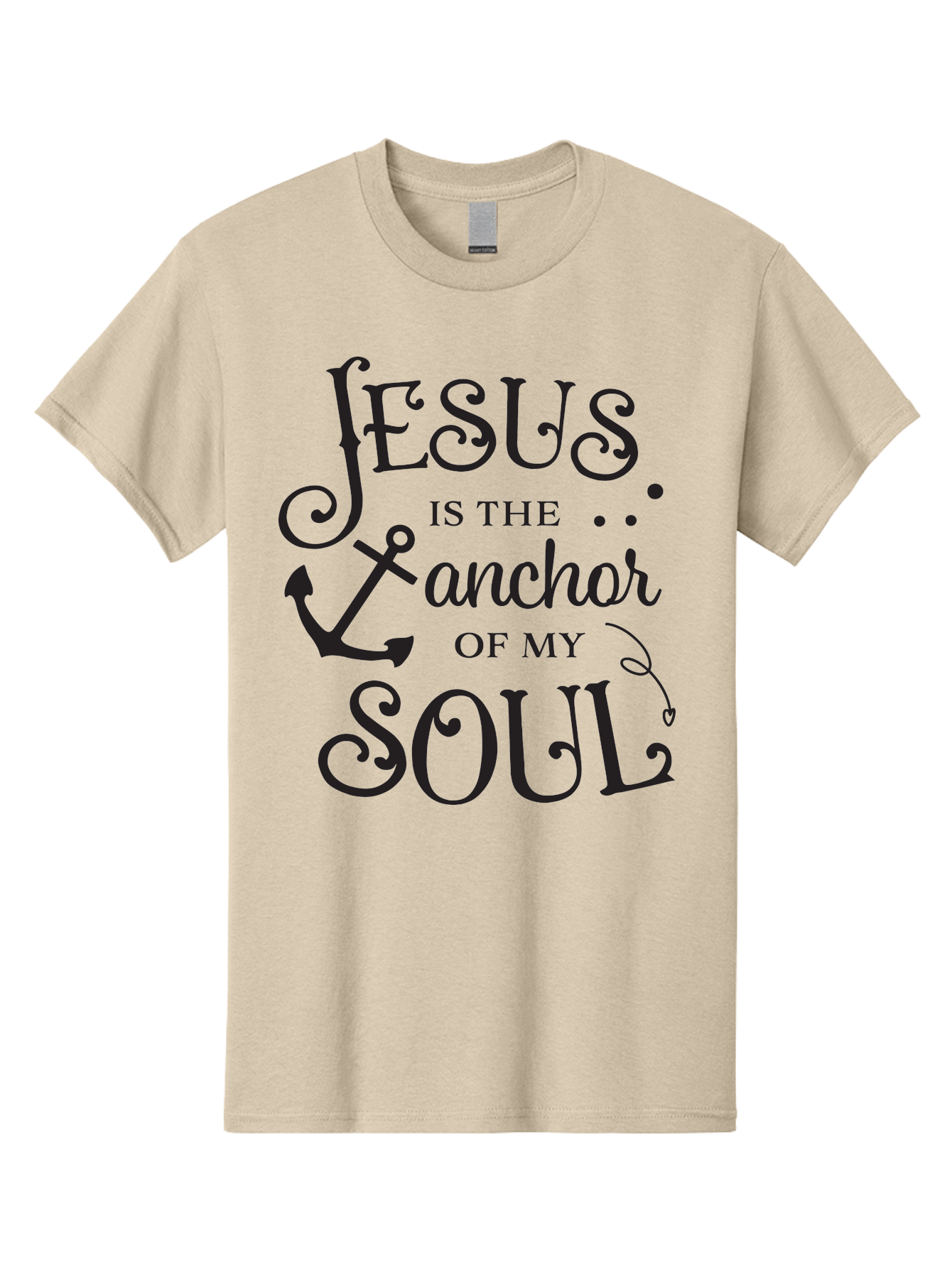 Jesus-Is-The-Anchor-Of-My-Soul Men'S Graphic Tee, 100% Cotton, Comfortable Casual Summer Wear, Machine Washable, Faith-Based Quote, Inspirational Message, Jesus Anchor, Soul Anchor, Christian Symbolism, Biblical Reference, Motivational Phrase, Aac909 3