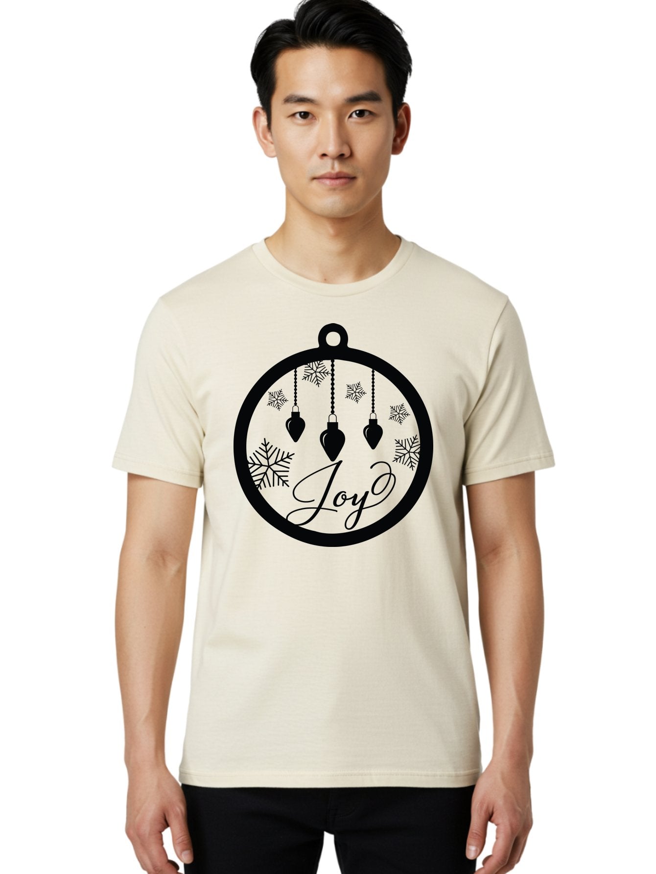 Joy-Ornament Men'S Graphic Tee, 100% Cotton, Comfortable Casual Summer Wear, Machine Washable, Christmas Ornaments, Hanging Decorations, Snowflakes, Festive Atmosphere, Joyful Feelings, Holiday Cheer, Winter Wonderland, Christmas Joy Aac910 30