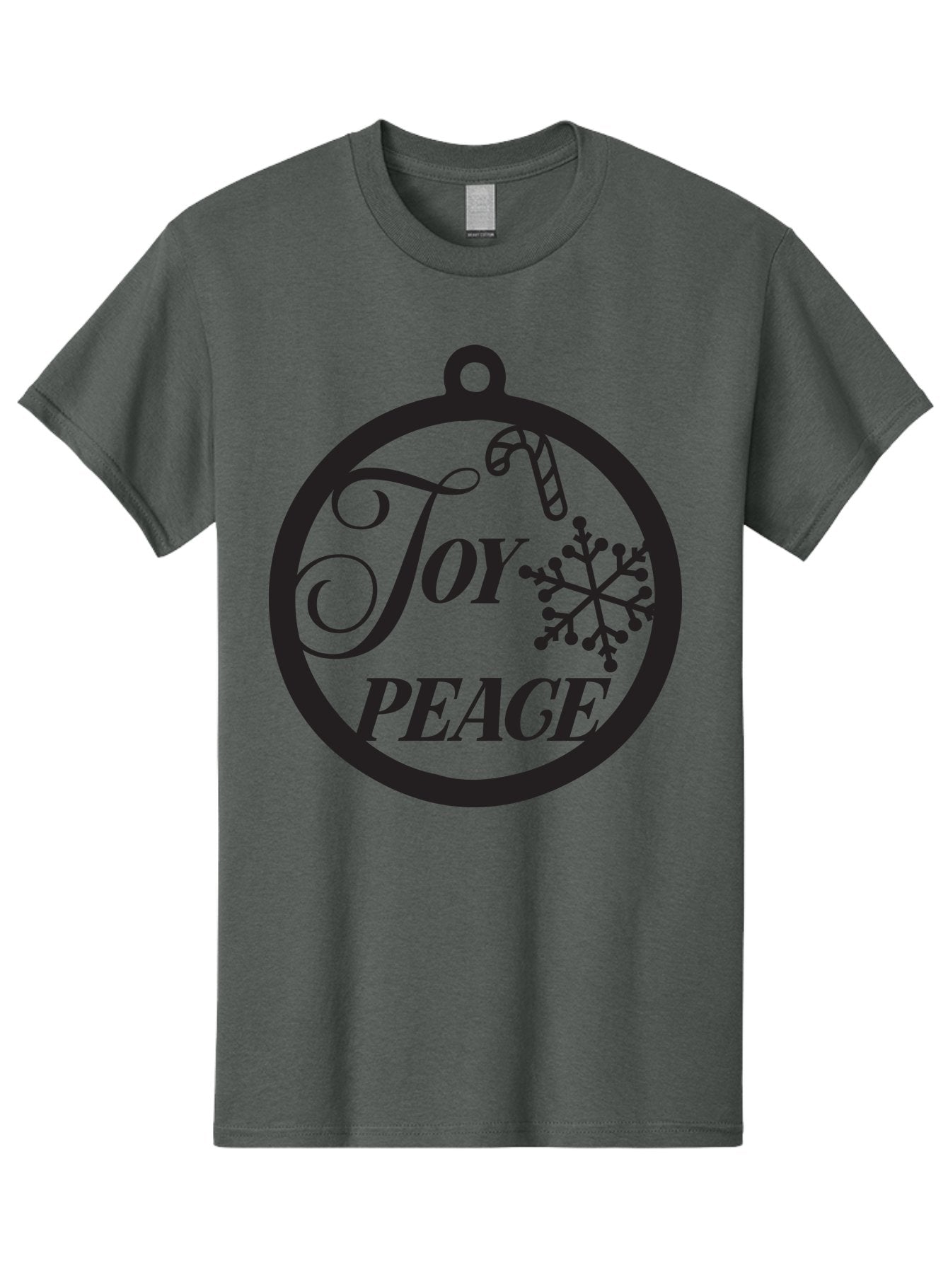 Joy-Peace Men'S Graphic Tee, 100% Cotton, Comfortable Casual Summer Wear, Machine Washable, Christmas Ornament, Festive Decor, Holiday Cheer, Joyful Atmosphere, Peace On Earth, Snowflake Design, Candy Cane Motif, Winter Wonderland, Aac911 11