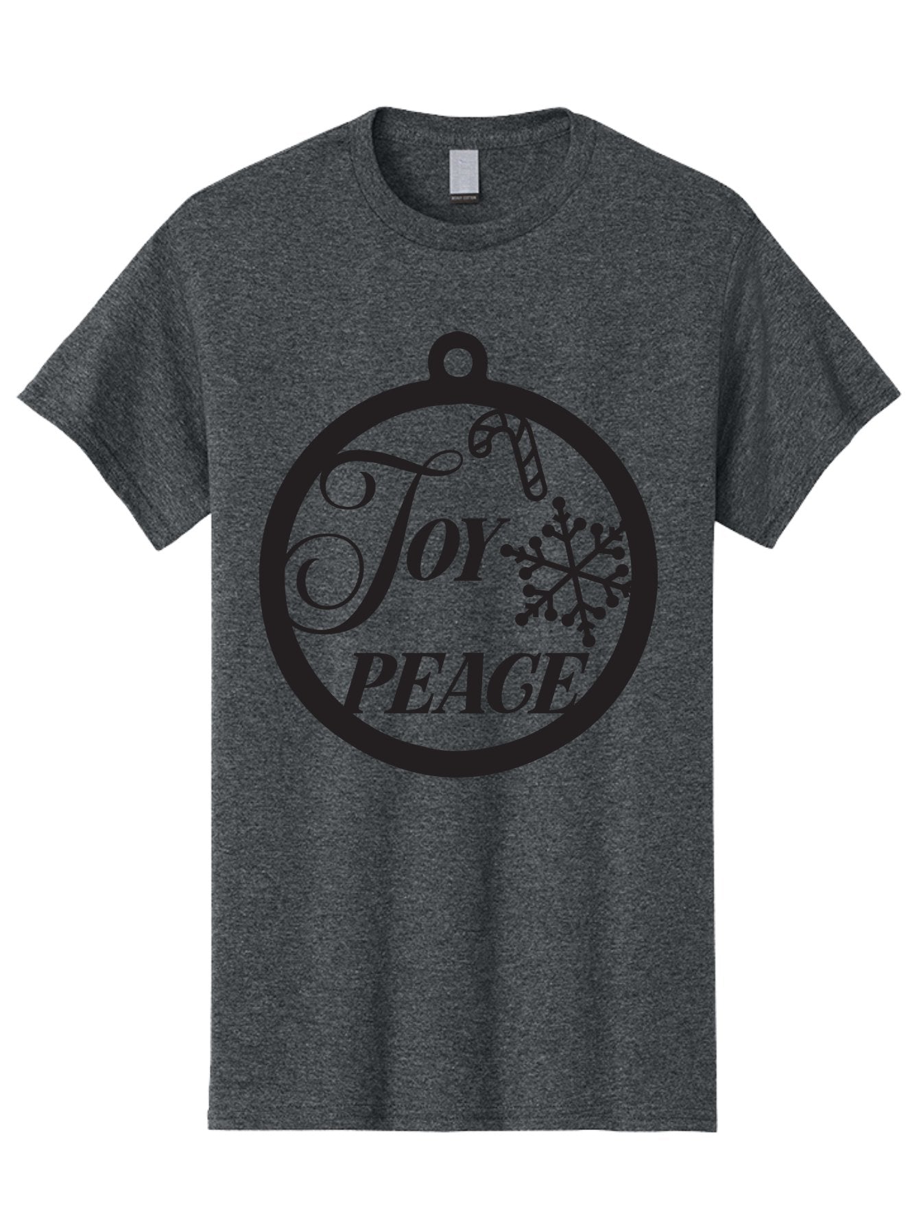 Joy-Peace Men'S Graphic Tee, 100% Cotton, Comfortable Casual Summer Wear, Machine Washable, Christmas Ornament, Festive Decor, Holiday Cheer, Joyful Atmosphere, Peace On Earth, Snowflake Design, Candy Cane Motif, Winter Wonderland, Aac911 15