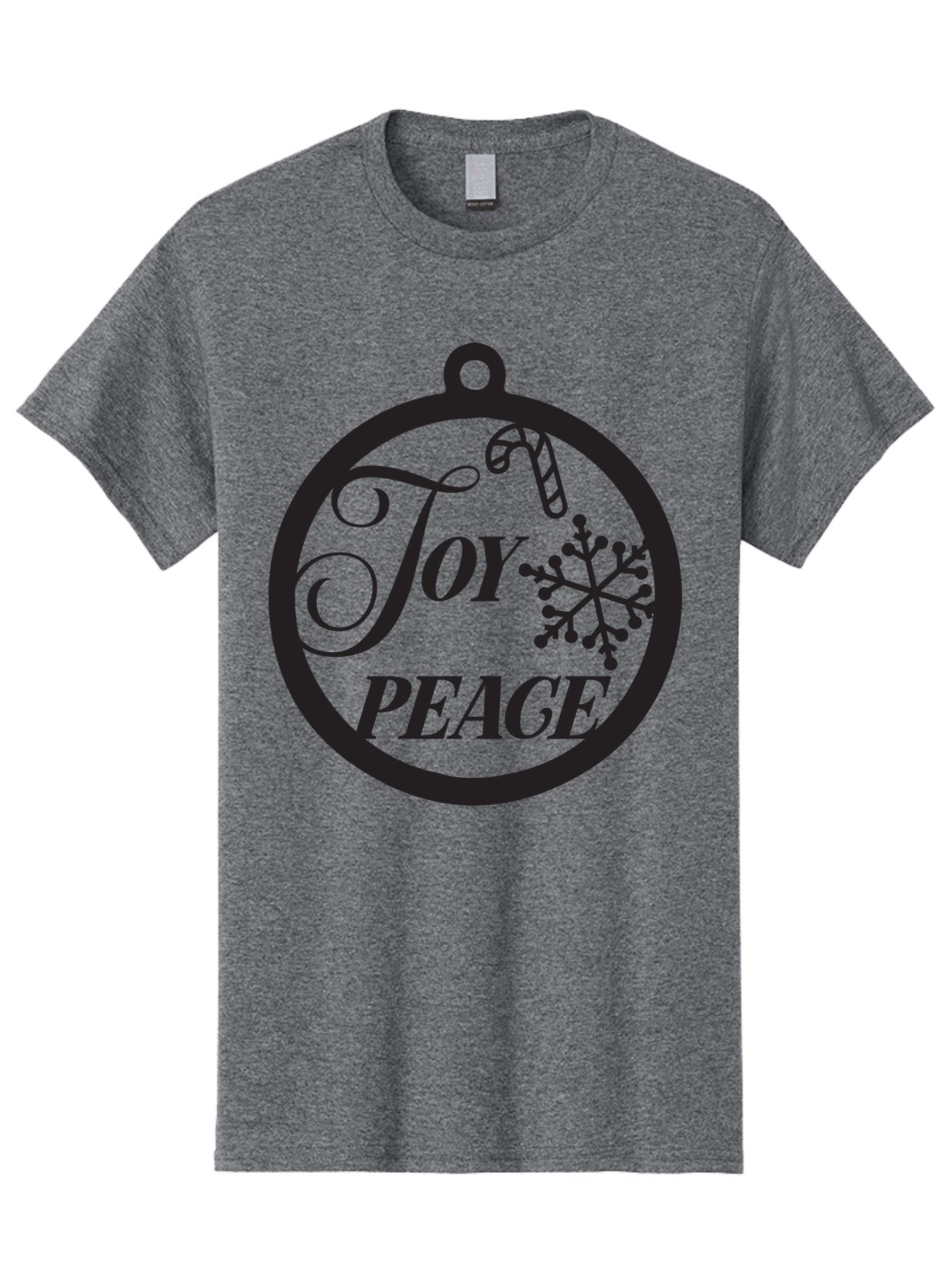 Joy-Peace Men'S Graphic Tee, 100% Cotton, Comfortable Casual Summer Wear, Machine Washable, Christmas Ornament, Festive Decor, Holiday Cheer, Joyful Atmosphere, Peace On Earth, Snowflake Design, Candy Cane Motif, Winter Wonderland, Aac911 6