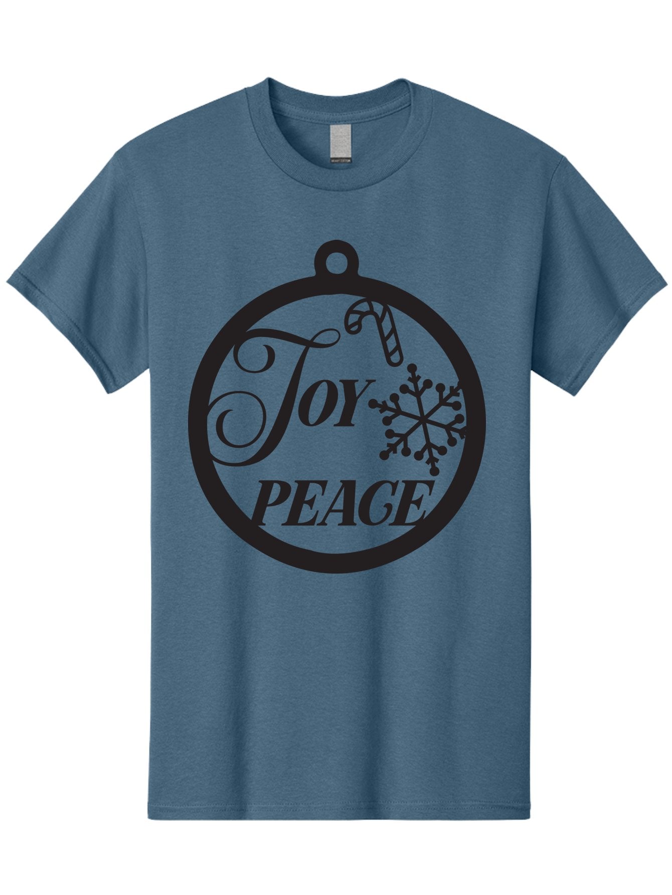 Joy-Peace Men'S Graphic Tee, 100% Cotton, Comfortable Casual Summer Wear, Machine Washable, Christmas Ornament, Festive Decor, Holiday Cheer, Joyful Atmosphere, Peace On Earth, Snowflake Design, Candy Cane Motif, Winter Wonderland, Aac911 12
