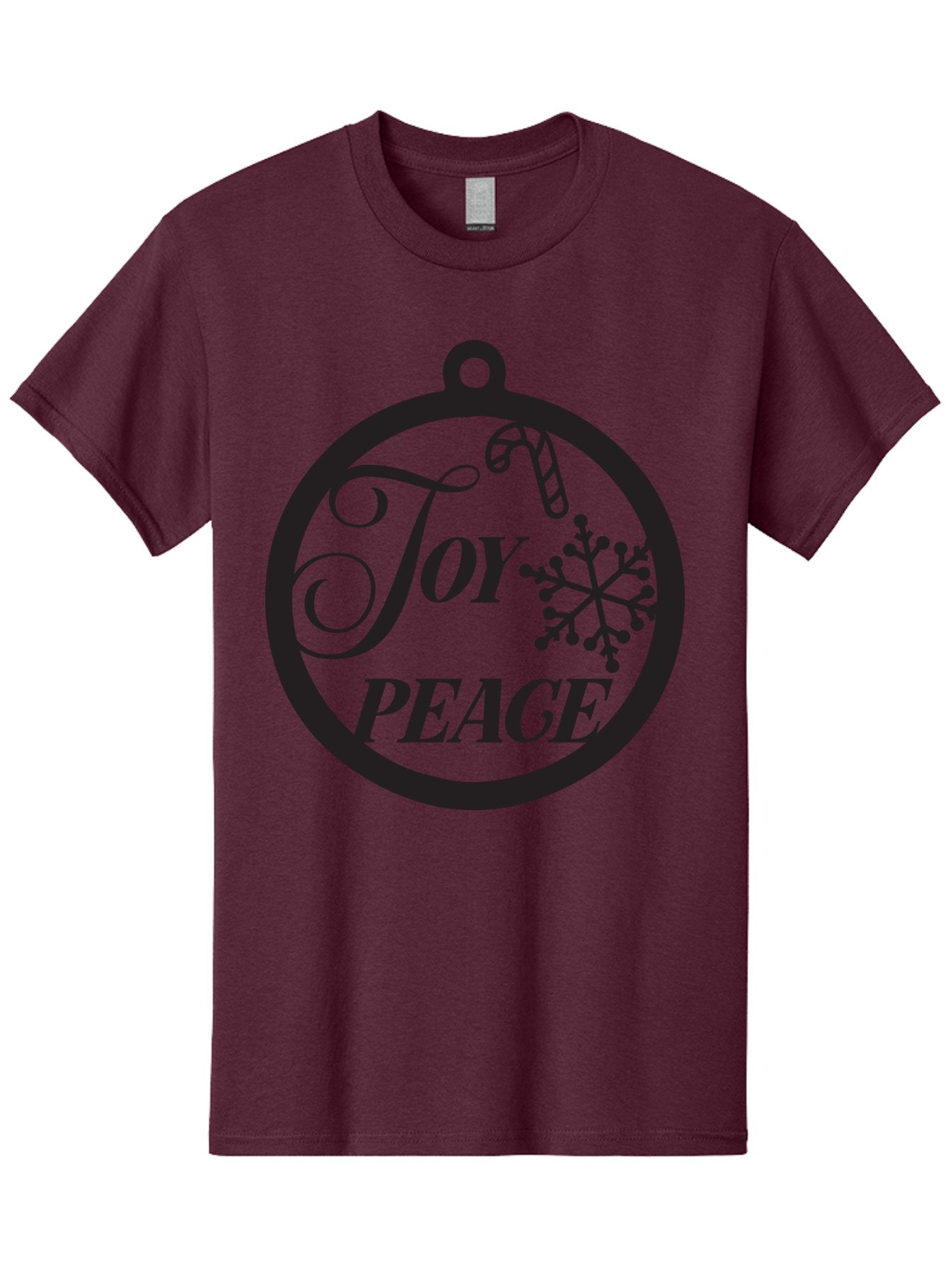 Joy-Peace Men'S Graphic Tee, 100% Cotton, Comfortable Casual Summer Wear, Machine Washable, Christmas Ornament, Festive Decor, Holiday Cheer, Joyful Atmosphere, Peace On Earth, Snowflake Design, Candy Cane Motif, Winter Wonderland, Aac911 7