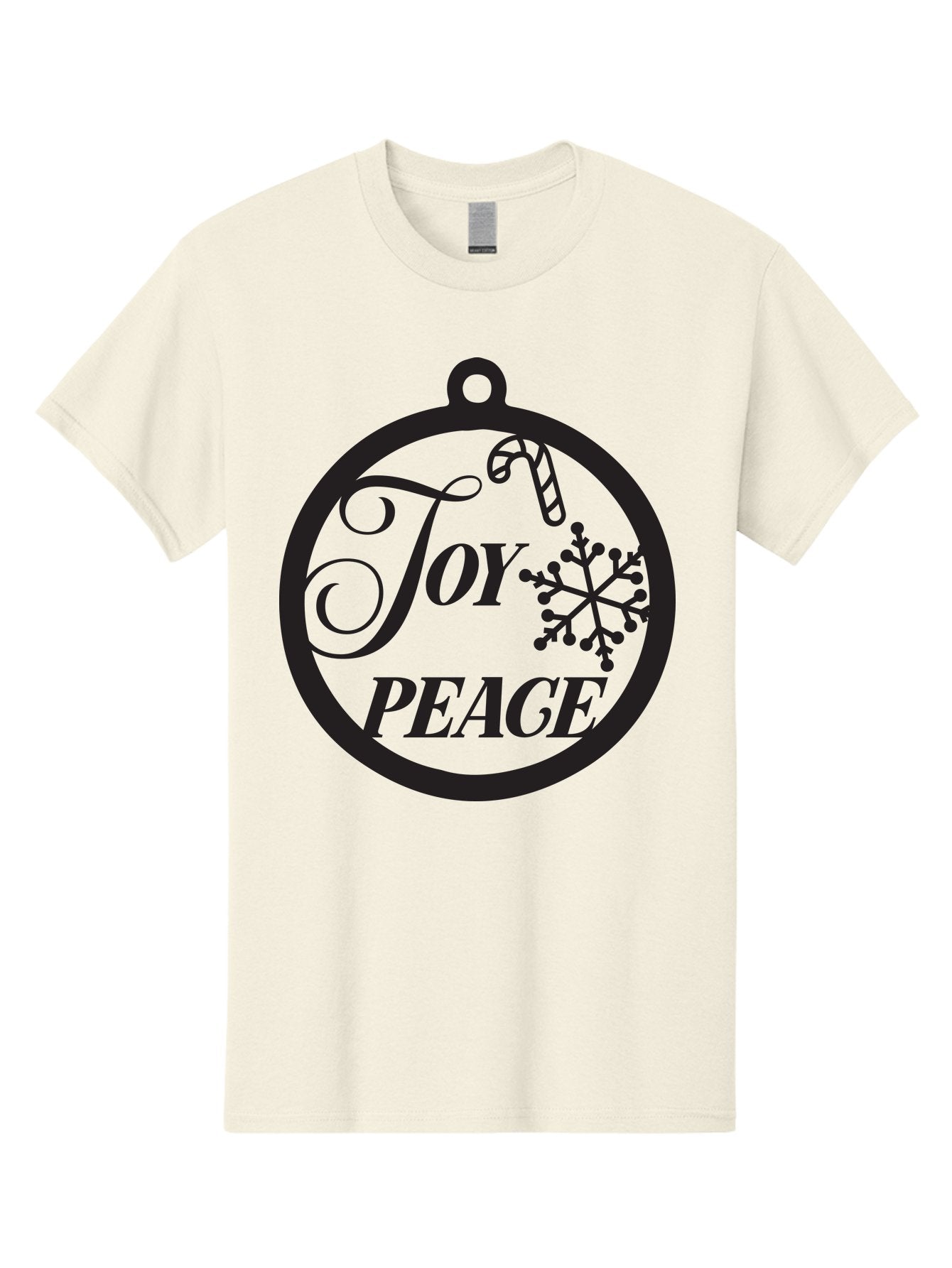 Joy-Peace Men'S Graphic Tee, 100% Cotton, Comfortable Casual Summer Wear, Machine Washable, Christmas Ornament, Festive Decor, Holiday Cheer, Joyful Atmosphere, Peace On Earth, Snowflake Design, Candy Cane Motif, Winter Wonderland, Aac911 8