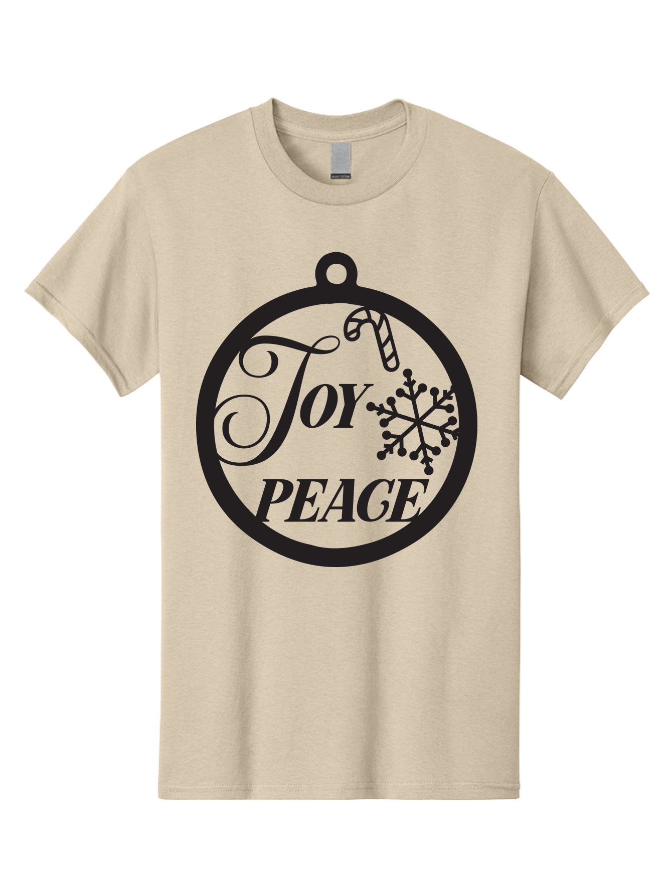 Joy-Peace Men'S Graphic Tee, 100% Cotton, Comfortable Casual Summer Wear, Machine Washable, Christmas Ornament, Festive Decor, Holiday Cheer, Joyful Atmosphere, Peace On Earth, Snowflake Design, Candy Cane Motif, Winter Wonderland, Aac911 13