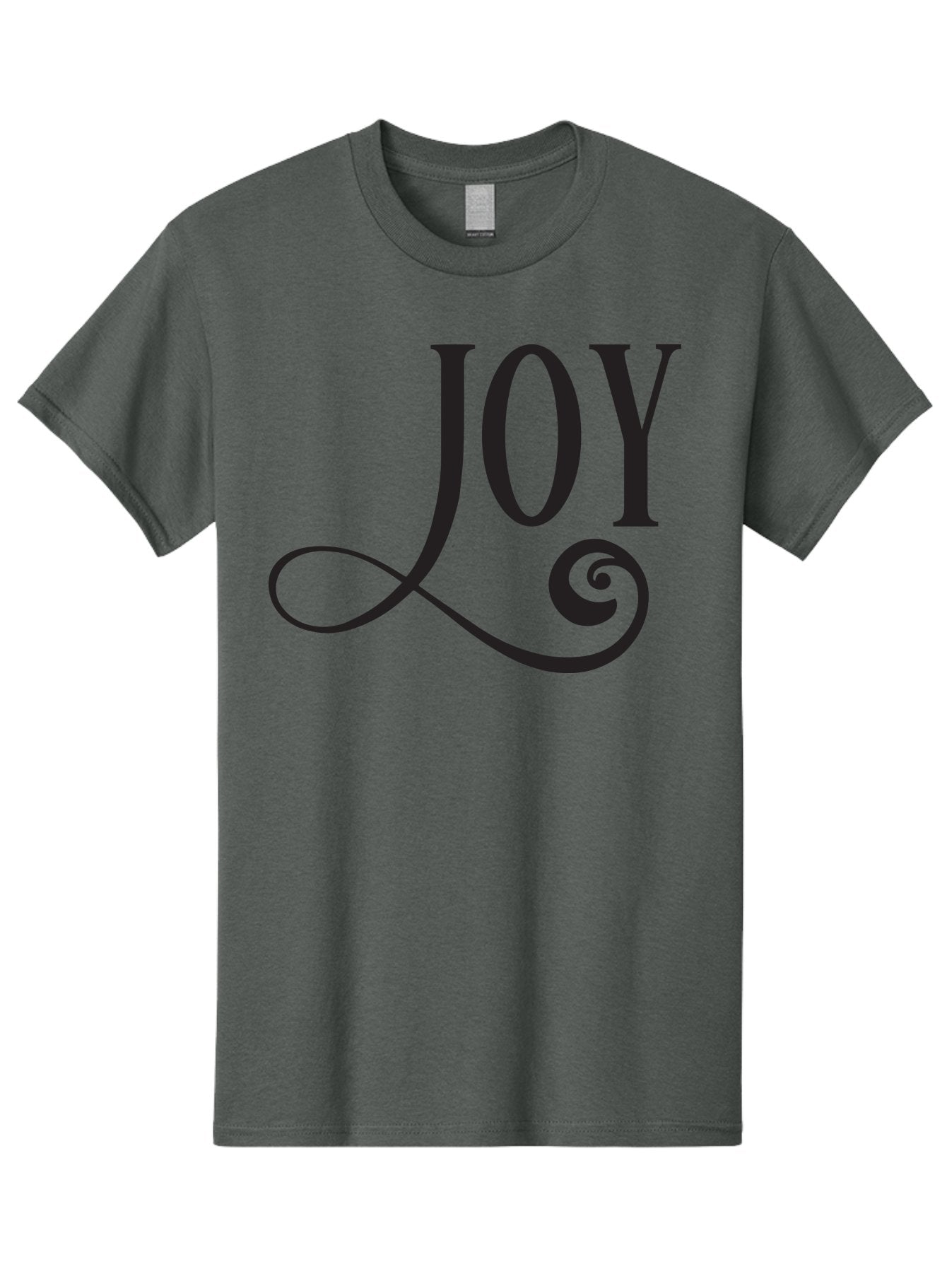 Joy Men'S Graphic Tee, 100% Cotton, Comfortable Casual Summer Wear, Machine Washable, Happiness, Joy, Festive Vibes, Black And Green, Elegant Typography, Swirly Design, Celebration, Festive Season, Holiday Cheer, Inspirational Quote Aac912 6