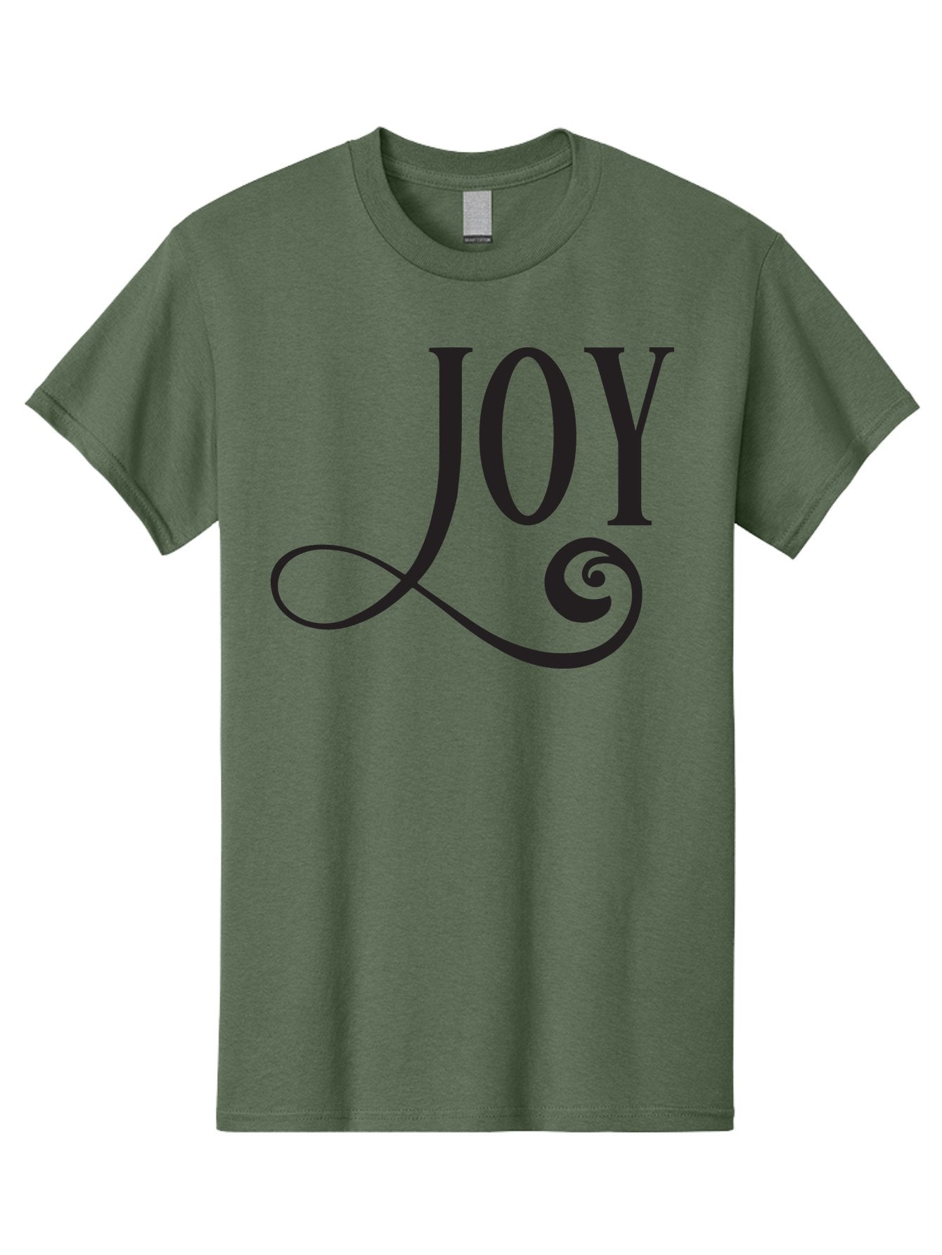 Joy Men'S Graphic Tee, 100% Cotton, Comfortable Casual Summer Wear, Machine Washable, Happiness, Joy, Festive Vibes, Black And Green, Elegant Typography, Swirly Design, Celebration, Festive Season, Holiday Cheer, Inspirational Quote Aac912 8