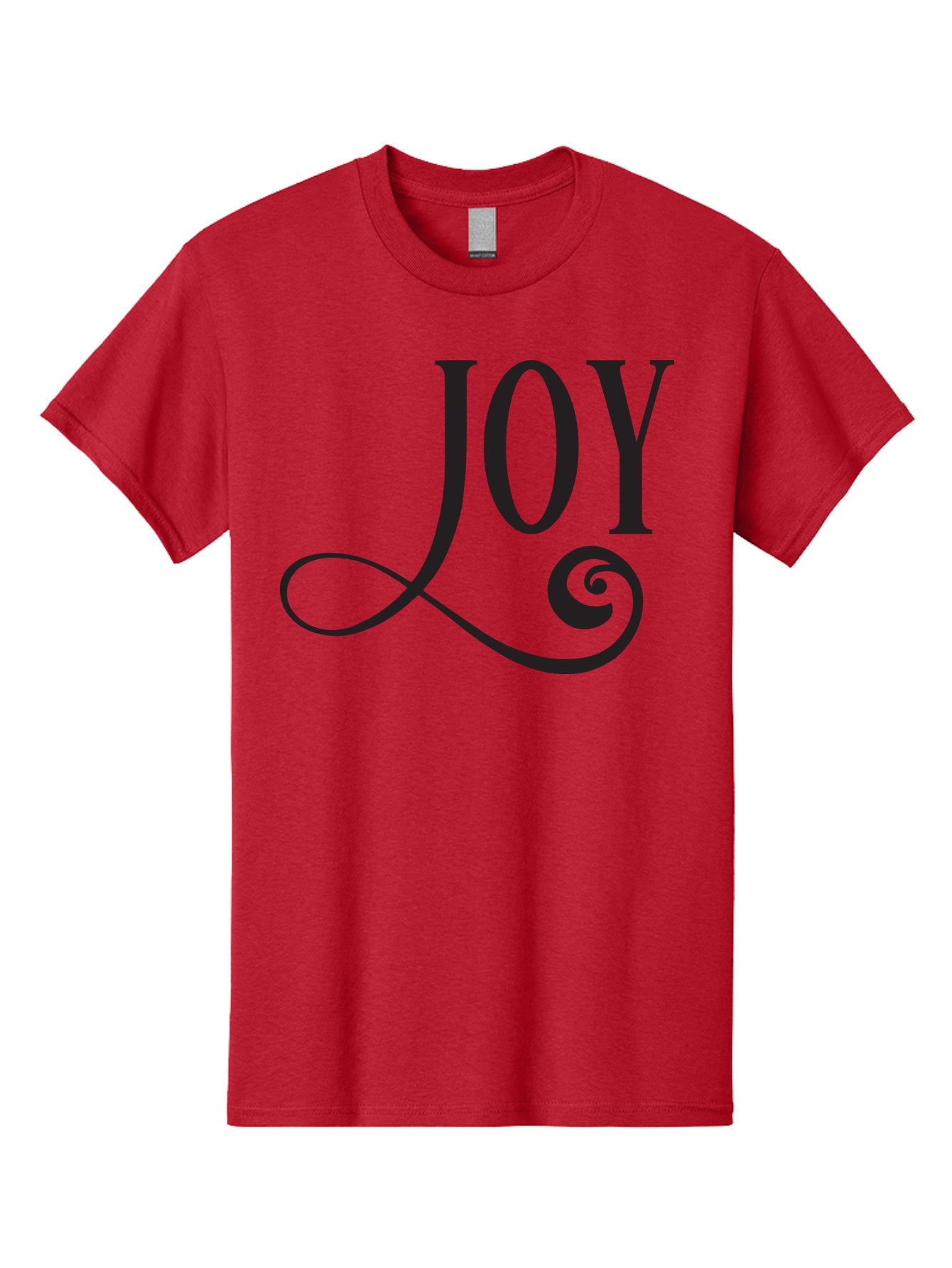 Joy Men'S Graphic Tee, 100% Cotton, Comfortable Casual Summer Wear, Machine Washable, Happiness, Joy, Festive Vibes, Black And Green, Elegant Typography, Swirly Design, Celebration, Festive Season, Holiday Cheer, Inspirational Quote Aac912 5