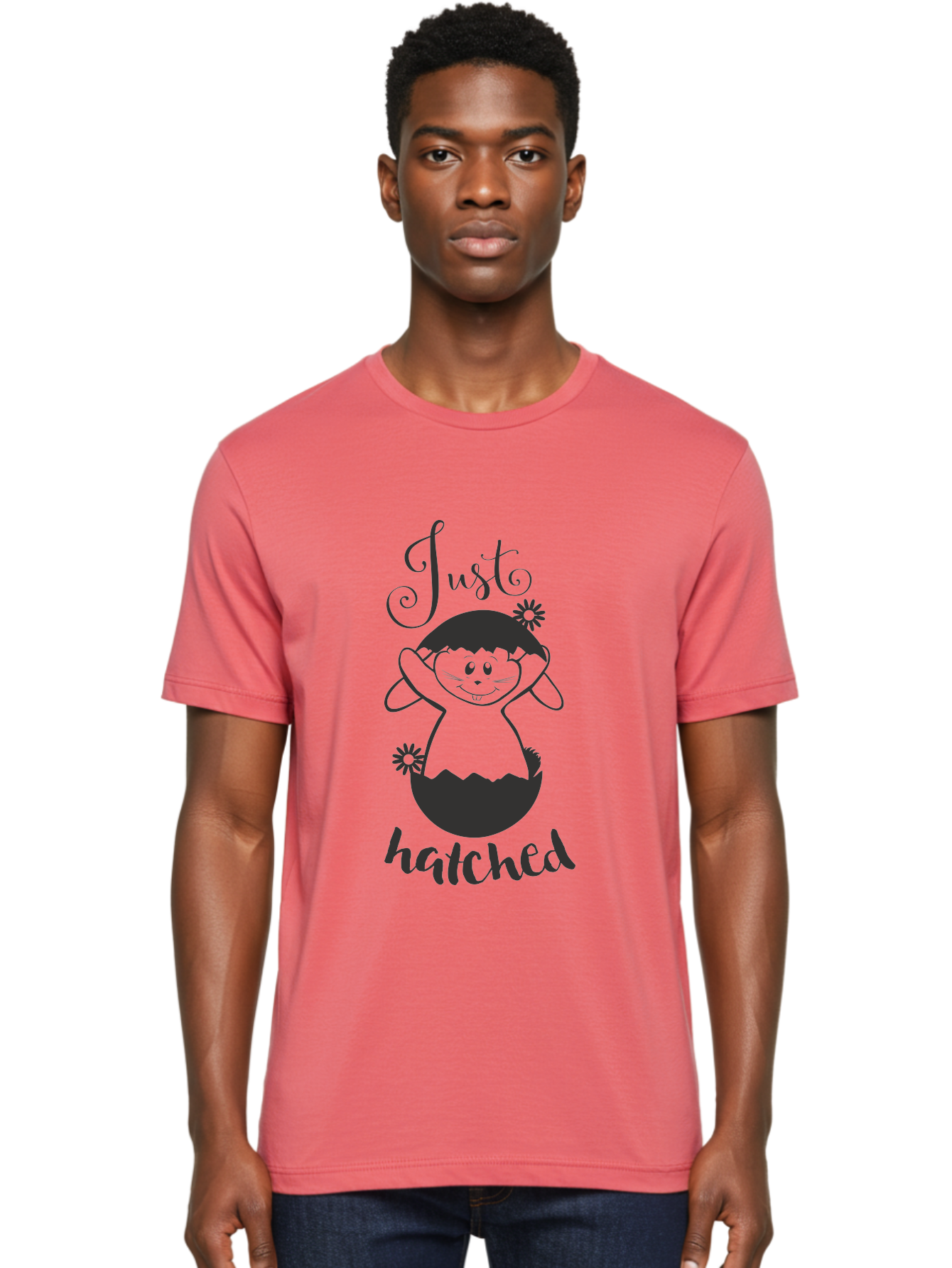 Just-Hatched Men'S Graphic Tee, 100% Cotton, Comfortable Casual Summer Wear, Machine Washable, Cute Cartoon Character, Hatching From Egg, Playful Design, Easter Theme, Funny Illustration, Whimsical Art, Baby Chick, Adorable Graphic Aac915 8