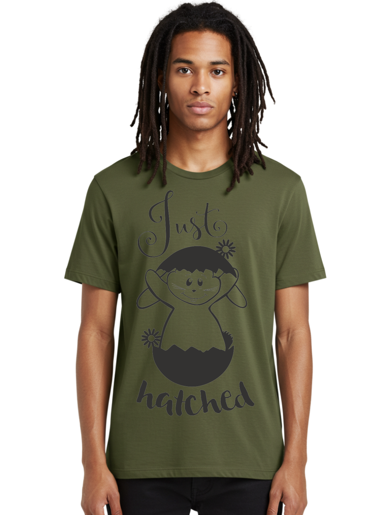Just-Hatched Men'S Graphic Tee, 100% Cotton, Comfortable Casual Summer Wear, Machine Washable, Cute Cartoon Character, Hatching From Egg, Playful Design, Easter Theme, Funny Illustration, Whimsical Art, Baby Chick, Adorable Graphic Aac915 4