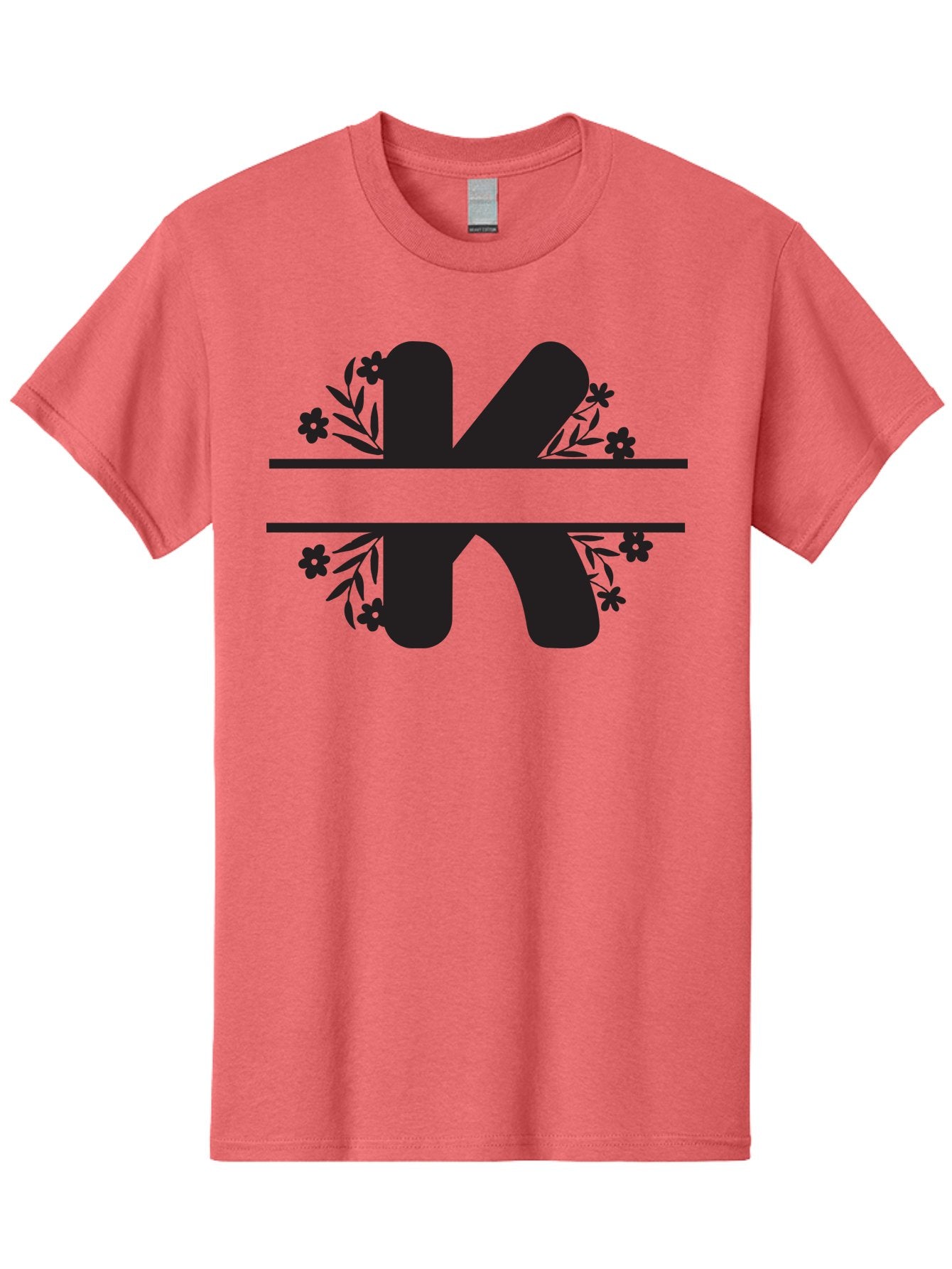 K-1 Men'S Graphic Tee, 100% Cotton, Comfortable Casual Summer Wear, Machine Washable, Stylized Letter K, Floral Design, Black Silhouettes, Flowers And Leaves, Decorative Graphic Aac916 6