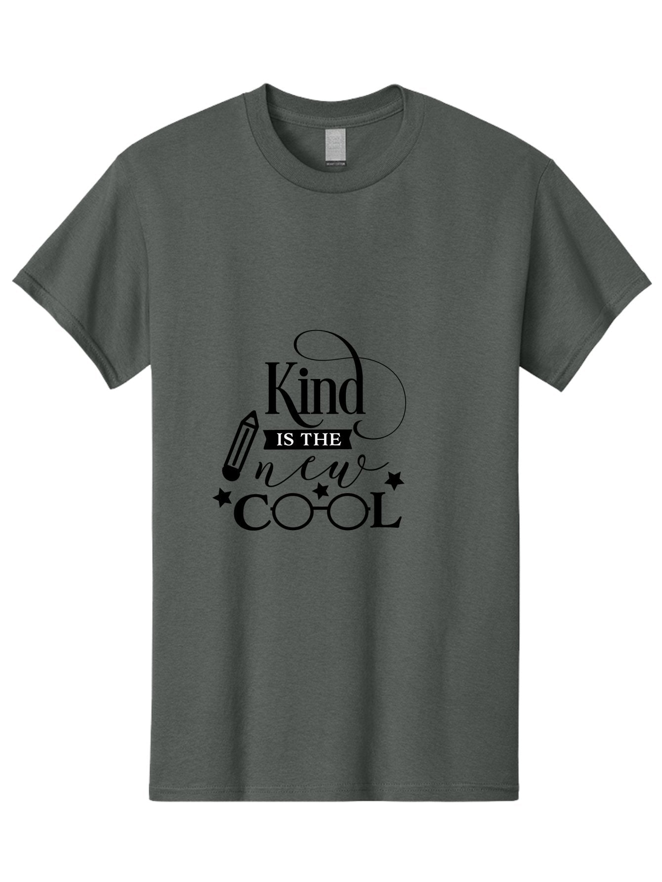 Kind-Is-The-New-Cool Men'S Graphic Tee, 100% Cotton, Comfortable Casual Summer Wear, Machine Washable, Kindness Matters, Inspirational Quote, Positivity, Motivation, Cool Vibes, Pencil Icon, Stars, Trendy Design Elements, Motivational Phrases Aac919