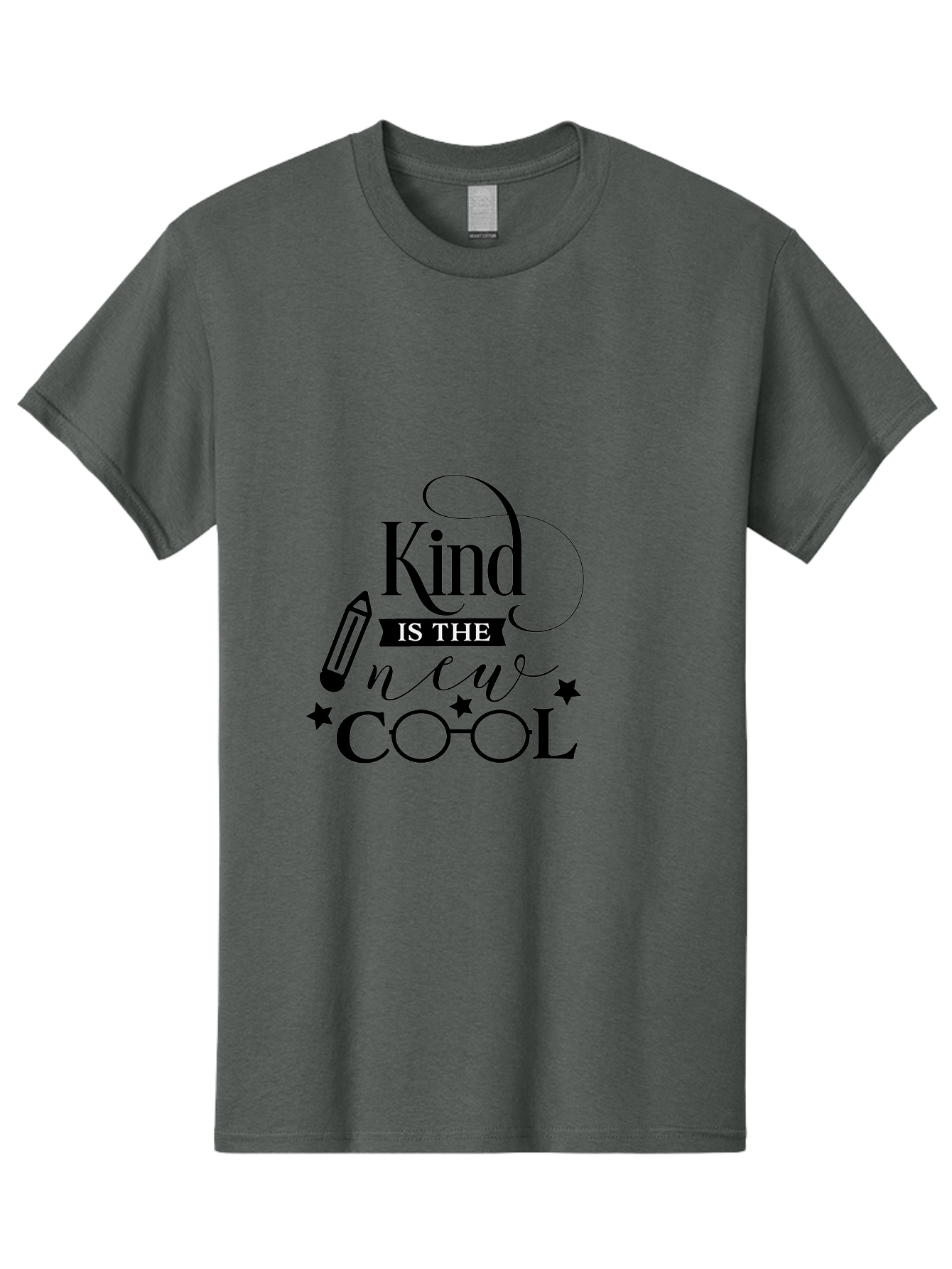 Kind-Is-The-New-Cool Men'S Graphic Tee, 100% Cotton, Comfortable Casual Summer Wear, Machine Washable, Kindness Matters, Inspirational Quote, Positivity, Motivation, Cool Vibes, Pencil Icon, Stars, Trendy Design Elements, Motivational Phrases Aac919 21