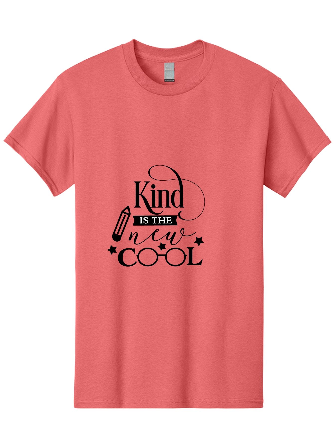 Kind-Is-The-New-Cool Men'S Graphic Tee, 100% Cotton, Comfortable Casual Summer Wear, Machine Washable, Kindness Matters, Inspirational Quote, Positivity, Motivation, Cool Vibes, Pencil Icon, Stars, Trendy Design Elements, Motivational Phrases Aac919 13
