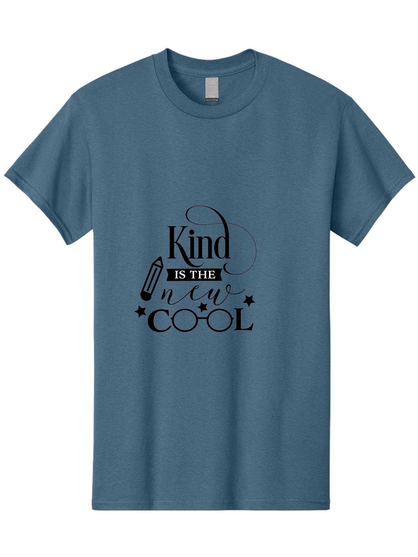 Kind-Is-The-New-Cool Men'S Graphic Tee, 100% Cotton, Comfortable Casual Summer Wear, Machine Washable, Kindness Matters, Inspirational Quote, Positivity, Motivation, Cool Vibes, Pencil Icon, Stars, Trendy Design Elements, Motivational Phrases Aac919 29