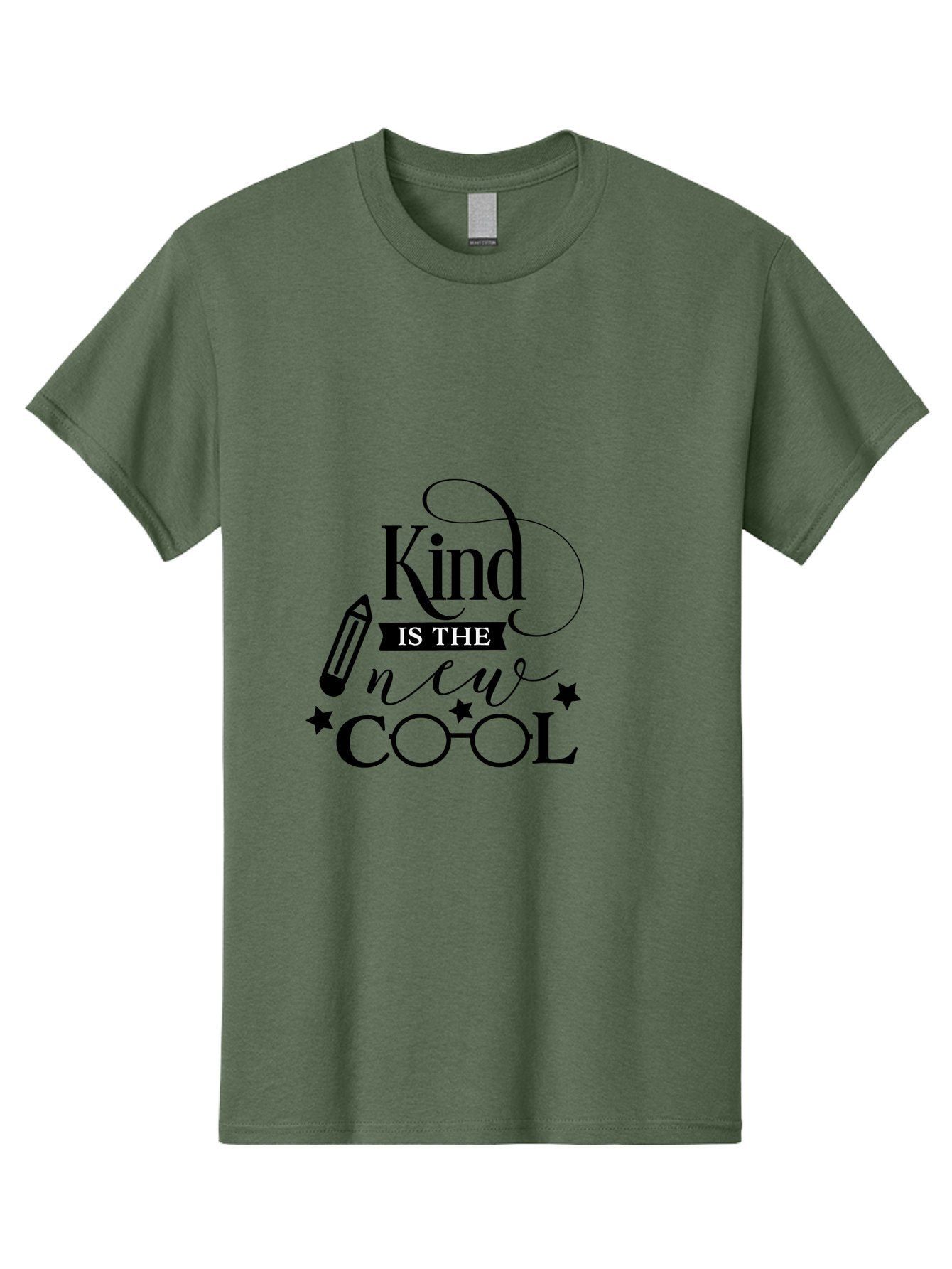 Kind-Is-The-New-Cool Men'S Graphic Tee, 100% Cotton, Comfortable Casual Summer Wear, Machine Washable, Kindness Matters, Inspirational Quote, Positivity, Motivation, Cool Vibes, Pencil Icon, Stars, Trendy Design Elements, Motivational Phrases Aac919