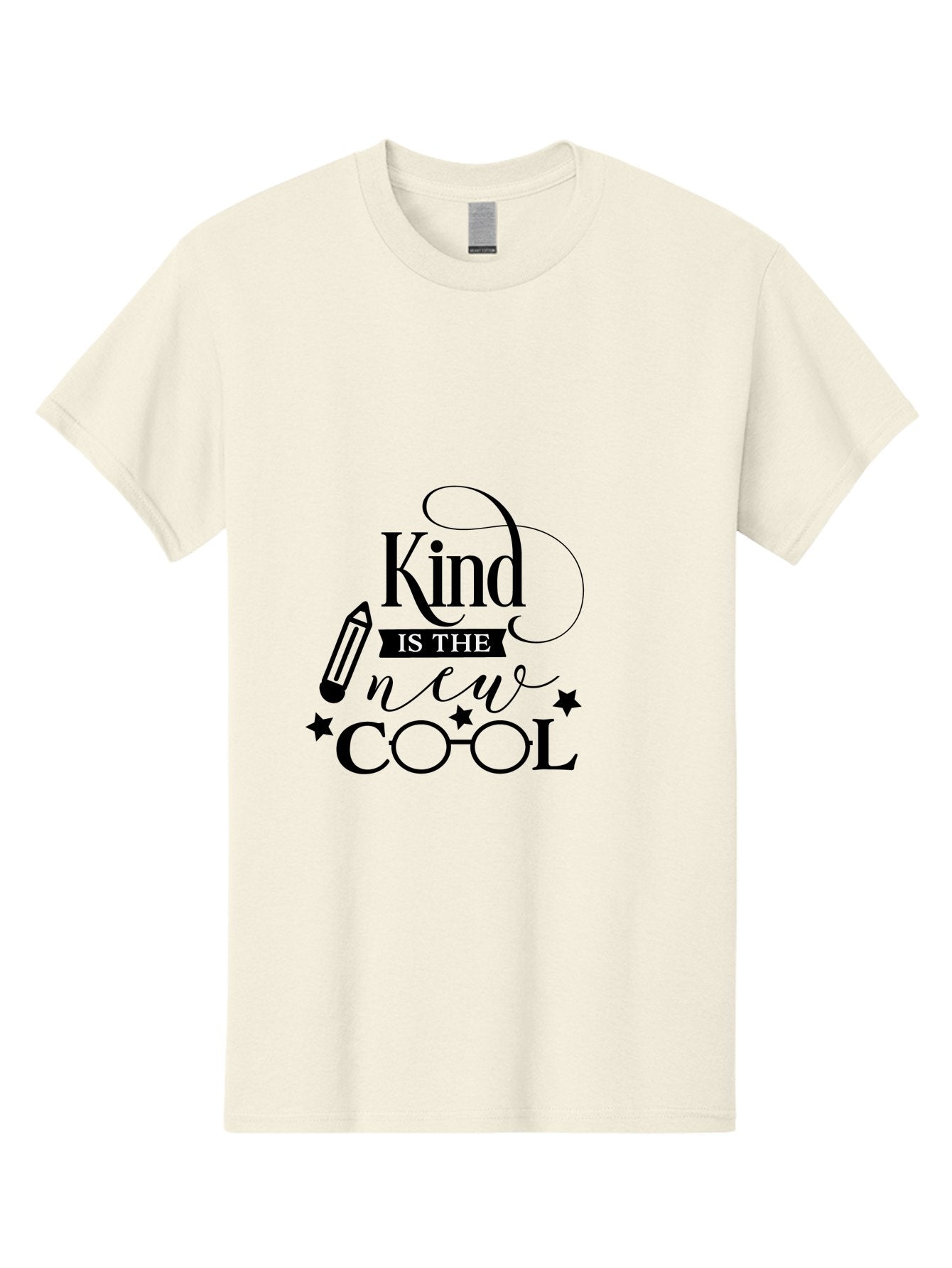 Kind-Is-The-New-Cool Men'S Graphic Tee, 100% Cotton, Comfortable Casual Summer Wear, Machine Washable, Kindness Matters, Inspirational Quote, Positivity, Motivation, Cool Vibes, Pencil Icon, Stars, Trendy Design Elements, Motivational Phrases Aac919 3