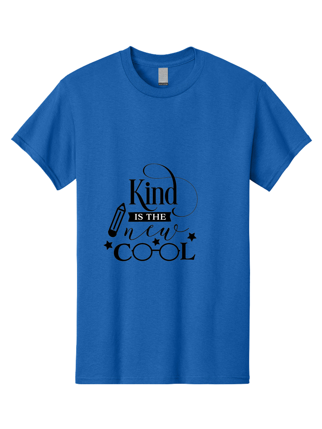 Kind-Is-The-New-Cool Men'S Graphic Tee, 100% Cotton, Comfortable Casual Summer Wear, Machine Washable, Kindness Matters, Inspirational Quote, Positivity, Motivation, Cool Vibes, Pencil Icon, Stars, Trendy Design Elements, Motivational Phrases Aac919 25
