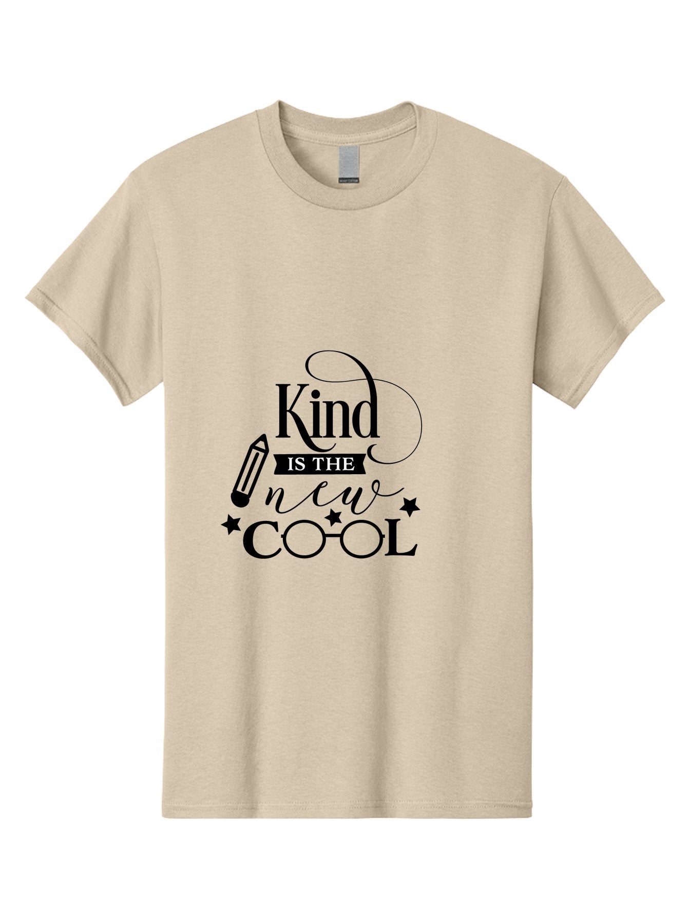 Kind-Is-The-New-Cool Men'S Graphic Tee, 100% Cotton, Comfortable Casual Summer Wear, Machine Washable, Kindness Matters, Inspirational Quote, Positivity, Motivation, Cool Vibes, Pencil Icon, Stars, Trendy Design Elements, Motivational Phrases Aac919 6