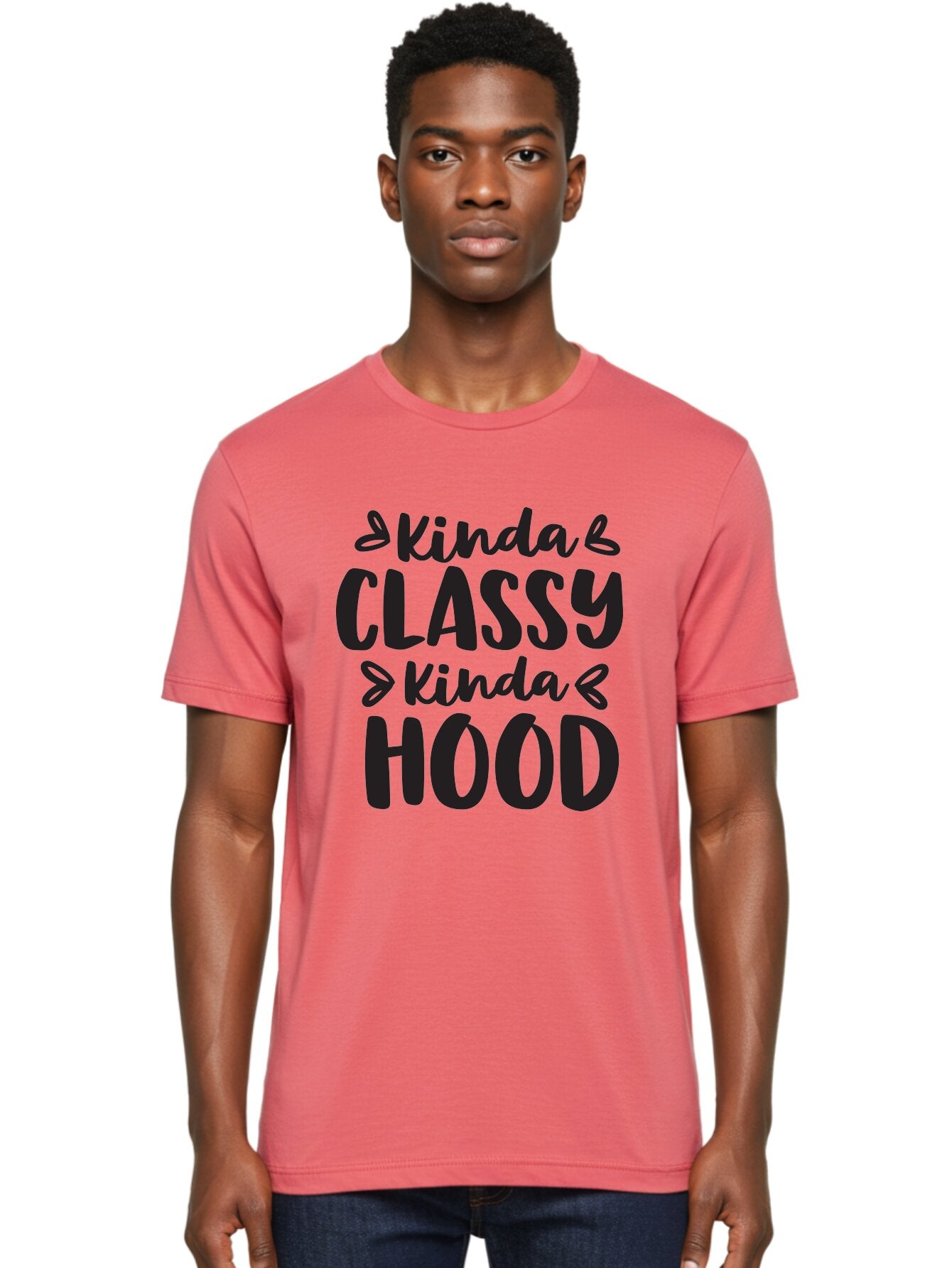 Kinda-Classy-Kinda-Hood Men'S Graphic Tee, 100% Cotton, Comfortable Casual Summer Wear, Machine Washable, Classy And Hood, Contrast, Stylish, Quote, Urban, Elegance, Quirky, Fashion Statement, Sassy, Attitude, Humor, Playful Typography Aac921 16