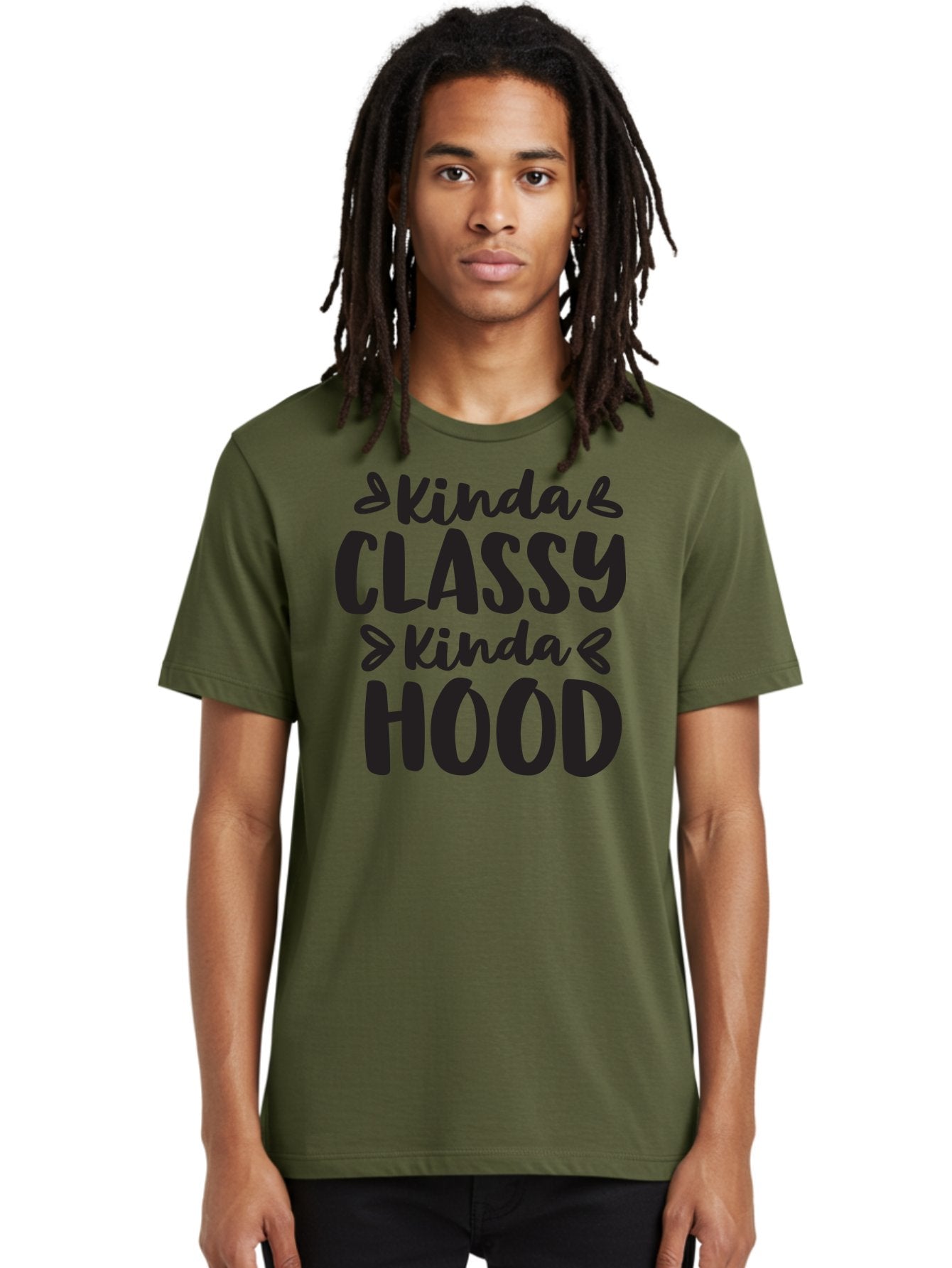 Kinda-Classy-Kinda-Hood Men'S Graphic Tee, 100% Cotton, Comfortable Casual Summer Wear, Machine Washable, Classy And Hood, Contrast, Stylish, Quote, Urban, Elegance, Quirky, Fashion Statement, Sassy, Attitude, Humor, Playful Typography Aac921 27