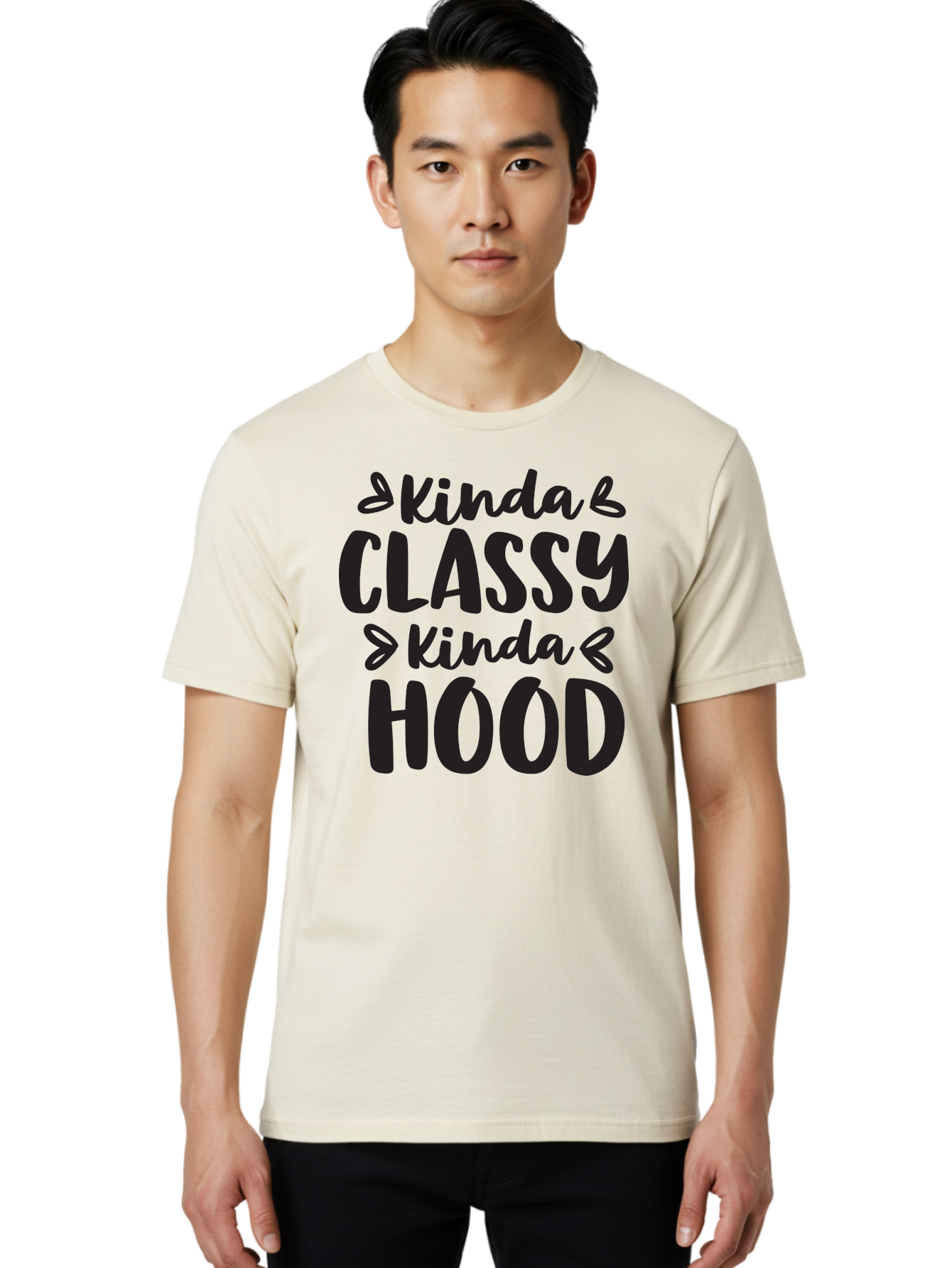 Kinda-Classy-Kinda-Hood Men'S Graphic Tee, 100% Cotton, Comfortable Casual Summer Wear, Machine Washable, Classy And Hood, Contrast, Stylish, Quote, Urban, Elegance, Quirky, Fashion Statement, Sassy, Attitude, Humor, Playful Typography Aac921 4