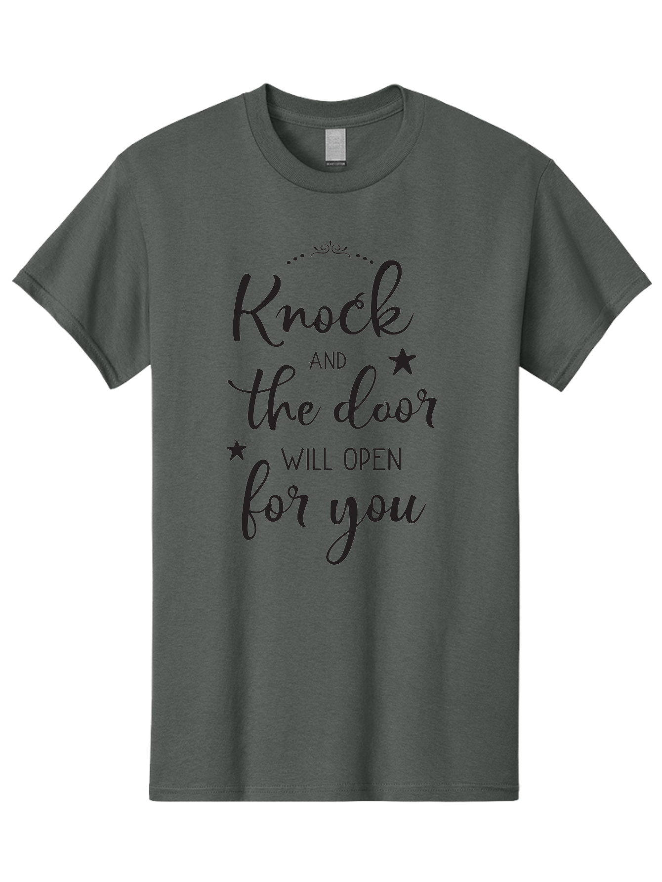 Knock-And-The-Door-Will-Open-For-You Men'S Graphic Tee, 100% Cotton, Comfortable Casual Summer Wear, Machine Washable, Motivational Quote, Inspiring Words, Positive Affirmation, Knock And The Door Will Open, Opportunity Knocks, Success Mantra, Aac922 23