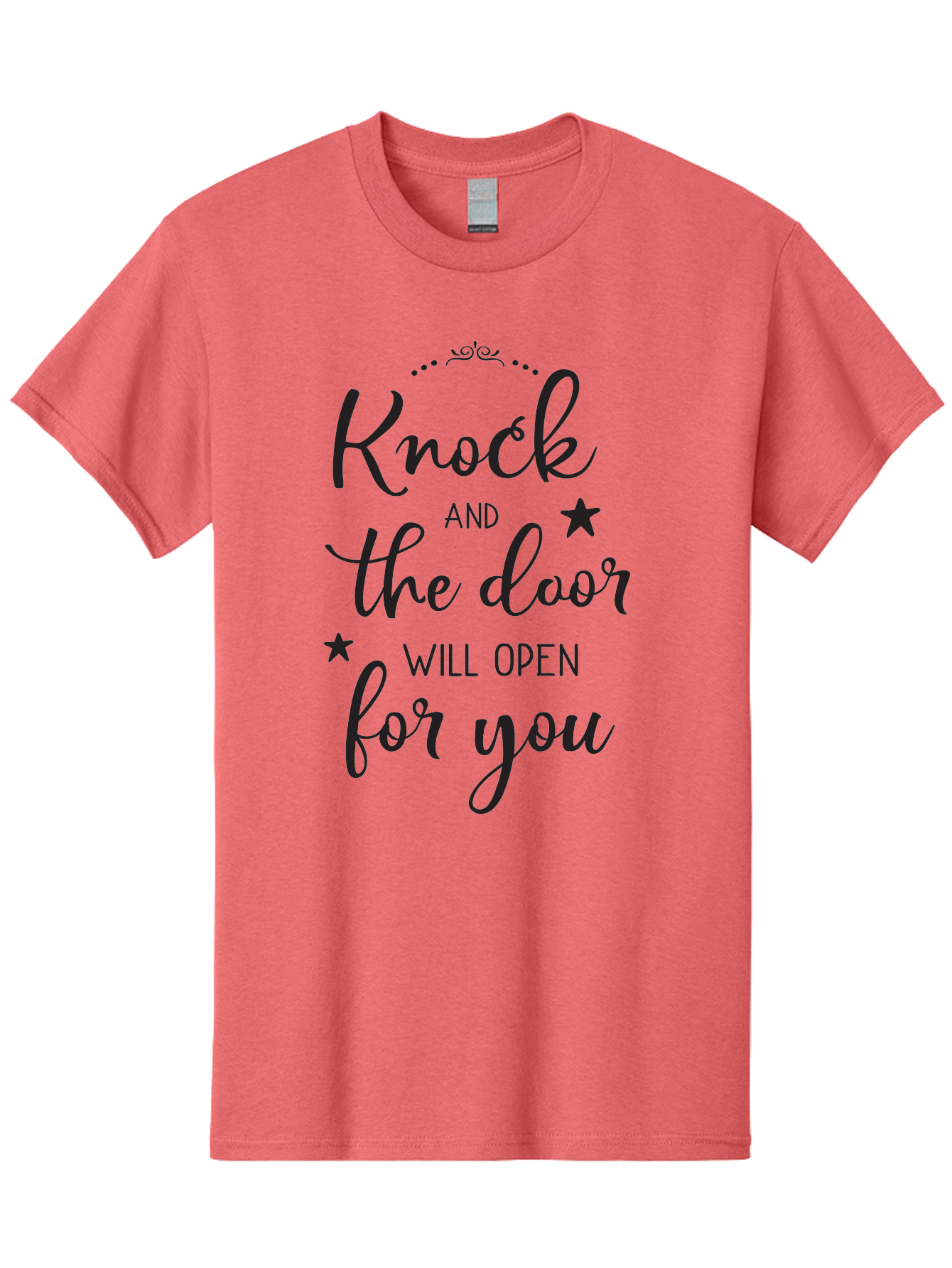 Knock-And-The-Door-Will-Open-For-You Men'S Graphic Tee, 100% Cotton, Comfortable Casual Summer Wear, Machine Washable, Motivational Quote, Inspiring Words, Positive Affirmation, Knock And The Door Will Open, Opportunity Knocks, Success Mantra, Aac922 17