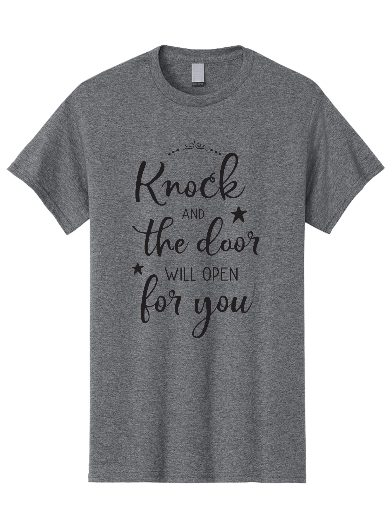 Knock-And-The-Door-Will-Open-For-You Men'S Graphic Tee, 100% Cotton, Comfortable Casual Summer Wear, Machine Washable, Motivational Quote, Inspiring Words, Positive Affirmation, Knock And The Door Will Open, Opportunity Knocks, Success Mantra, Aac922 13