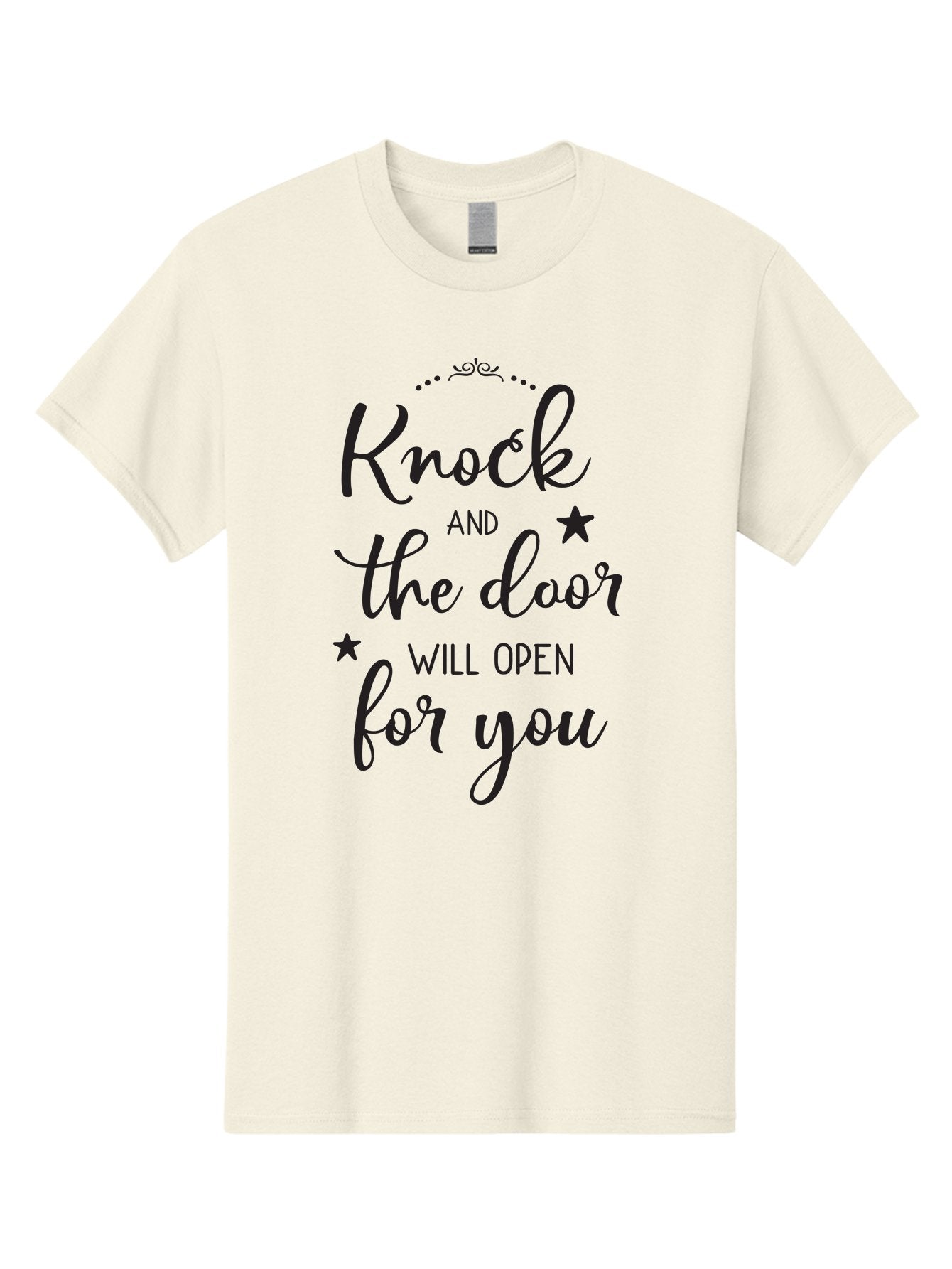 Knock-And-The-Door-Will-Open-For-You Men'S Graphic Tee, 100% Cotton, Comfortable Casual Summer Wear, Machine Washable, Motivational Quote, Inspiring Words, Positive Affirmation, Knock And The Door Will Open, Opportunity Knocks, Success Mantra, Aac922 5
