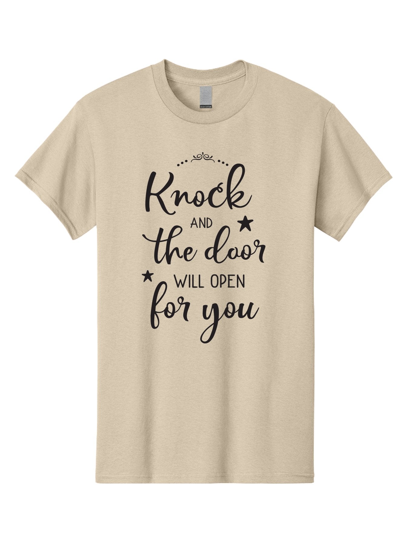 Knock-And-The-Door-Will-Open-For-You Men'S Graphic Tee, 100% Cotton, Comfortable Casual Summer Wear, Machine Washable, Motivational Quote, Inspiring Words, Positive Affirmation, Knock And The Door Will Open, Opportunity Knocks, Success Mantra, Aac922 9