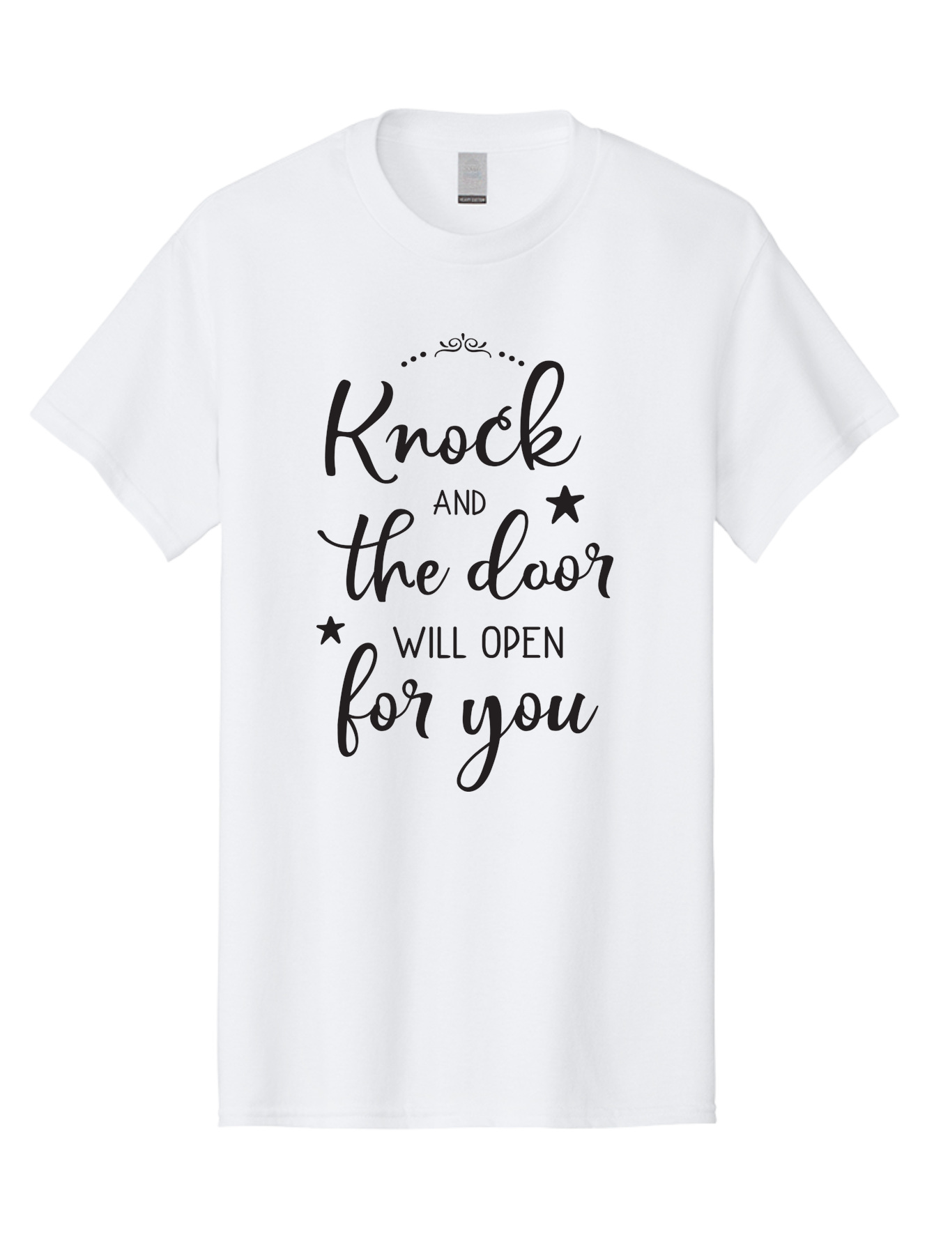 Knock-And-The-Door-Will-Open-For-You Men'S Graphic Tee, 100% Cotton, Comfortable Casual Summer Wear, Machine Washable, Motivational Quote, Inspiring Words, Positive Affirmation, Knock And The Door Will Open, Opportunity Knocks, Success Mantra, Aac922 5