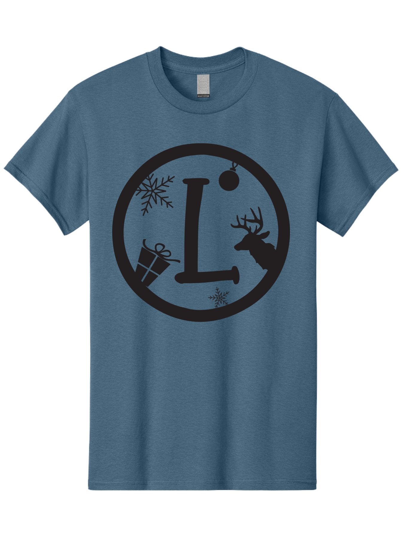 L Men'S Graphic Tee, 100% Cotton, Comfortable Casual Summer Wear, Machine Washable, Christmas Decorations, Holiday Gifts, Winter Snowflakes, Reindeer Silhouette, Festive Atmosphere, Seasonal Ornaments, Gift Wrapping Aac923 7
