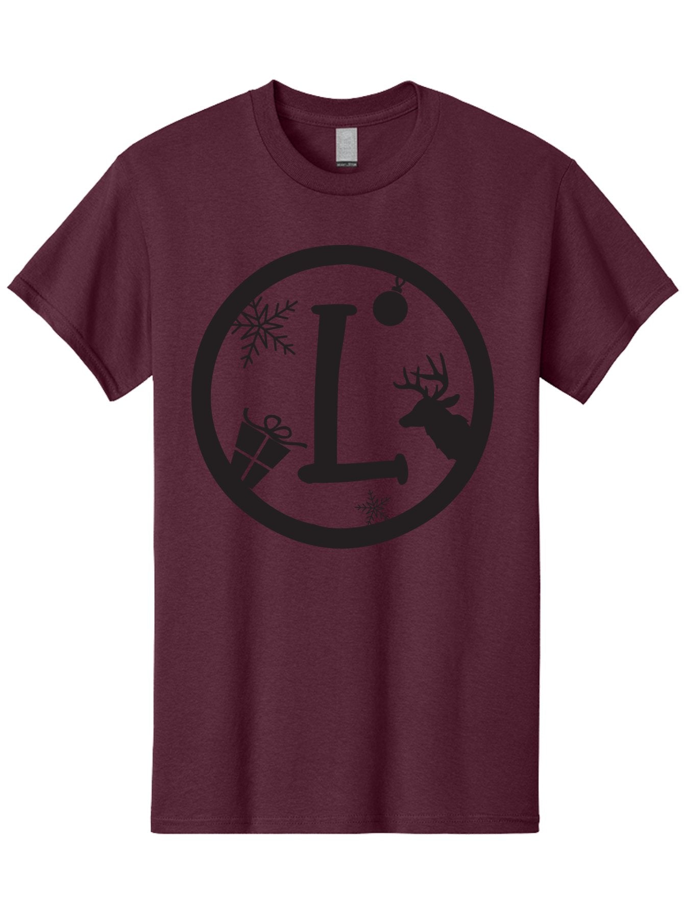 L Men'S Graphic Tee, 100% Cotton, Comfortable Casual Summer Wear, Machine Washable, Christmas Decorations, Holiday Gifts, Winter Snowflakes, Reindeer Silhouette, Festive Atmosphere, Seasonal Ornaments, Gift Wrapping Aac923 6