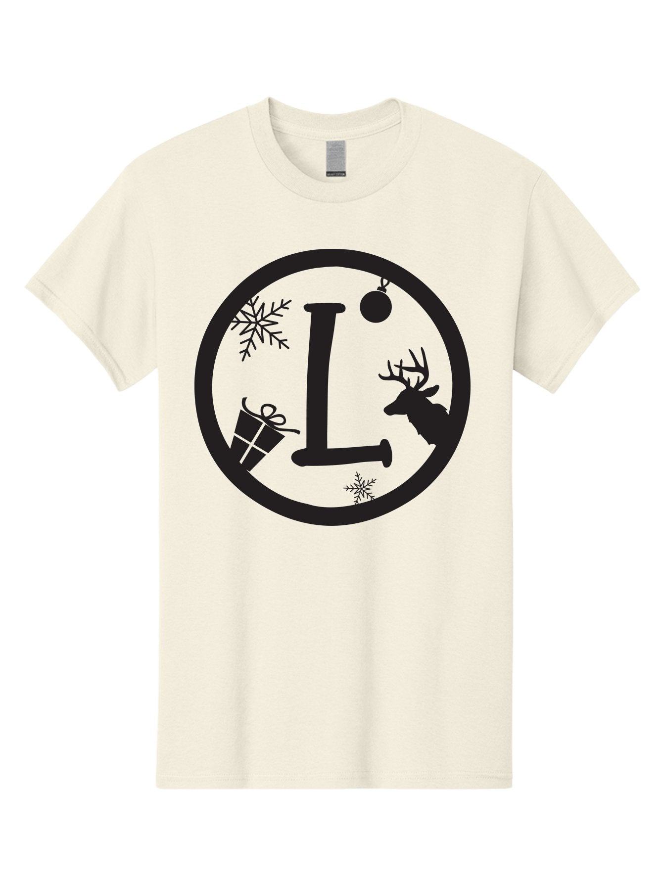 L Men'S Graphic Tee, 100% Cotton, Comfortable Casual Summer Wear, Machine Washable, Christmas Decorations, Holiday Gifts, Winter Snowflakes, Reindeer Silhouette, Festive Atmosphere, Seasonal Ornaments, Gift Wrapping Aac923 9