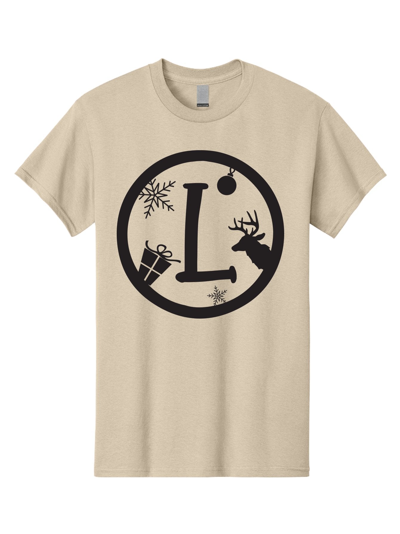 L Men'S Graphic Tee, 100% Cotton, Comfortable Casual Summer Wear, Machine Washable, Christmas Decorations, Holiday Gifts, Winter Snowflakes, Reindeer Silhouette, Festive Atmosphere, Seasonal Ornaments, Gift Wrapping Aac923